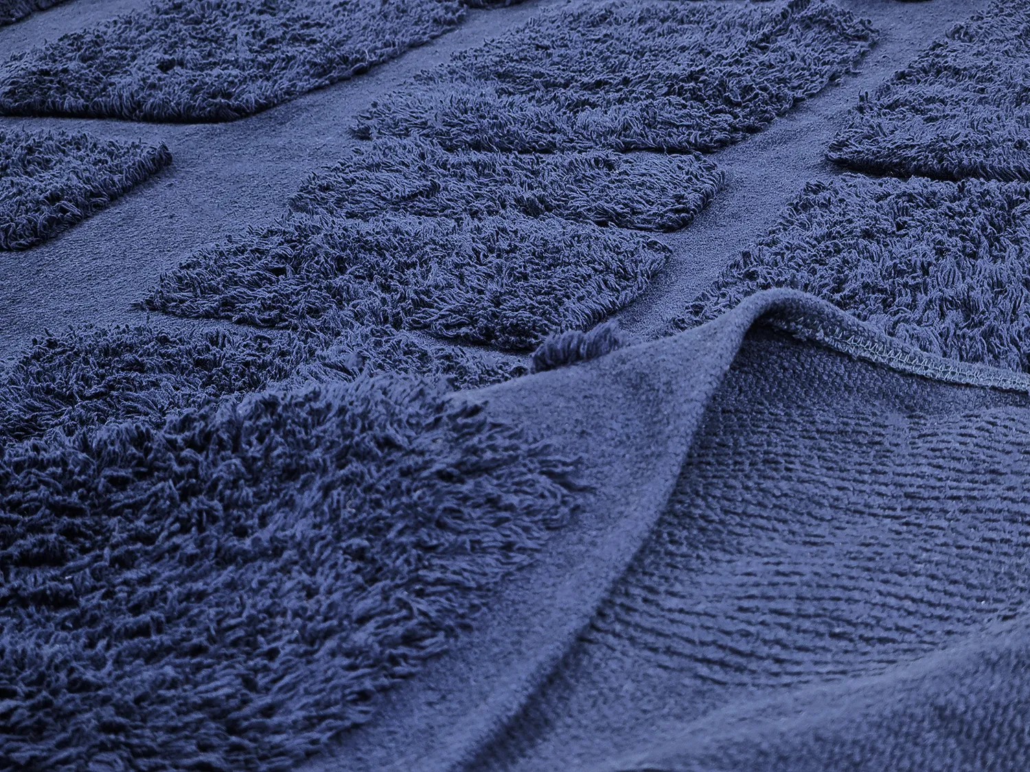 Tapete redondo - Salem Natural Cotton Shaggy (azul escuro)