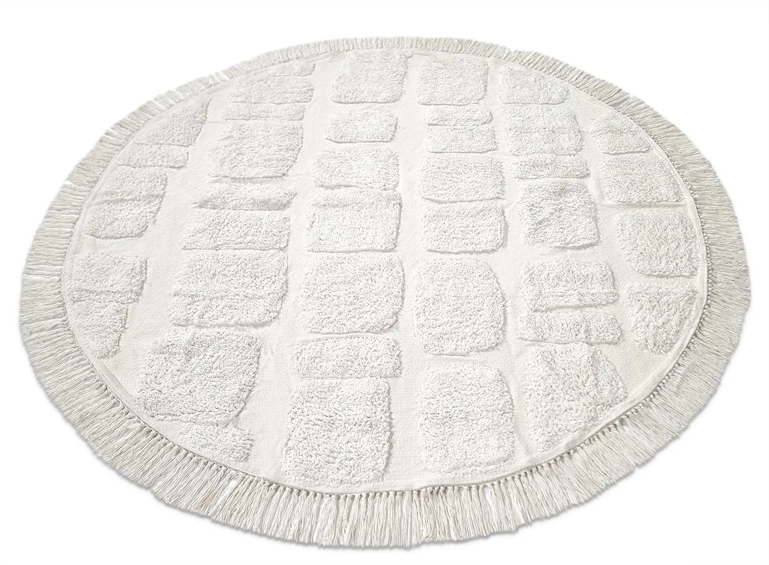 Tapete redondo - Salem Natural Cotton Shaggy (offwhite)