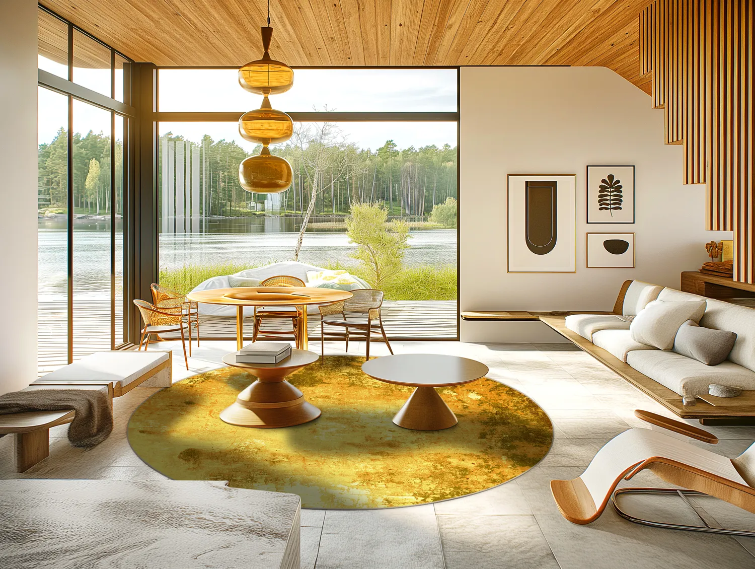 Tapete redondo - Salitto (dourado)