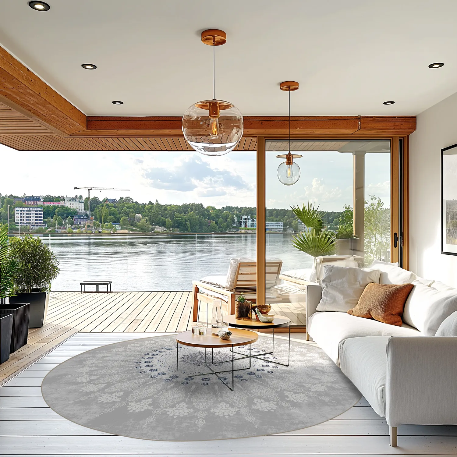 Tapete redondo - Sandrigo (cinza/branco)