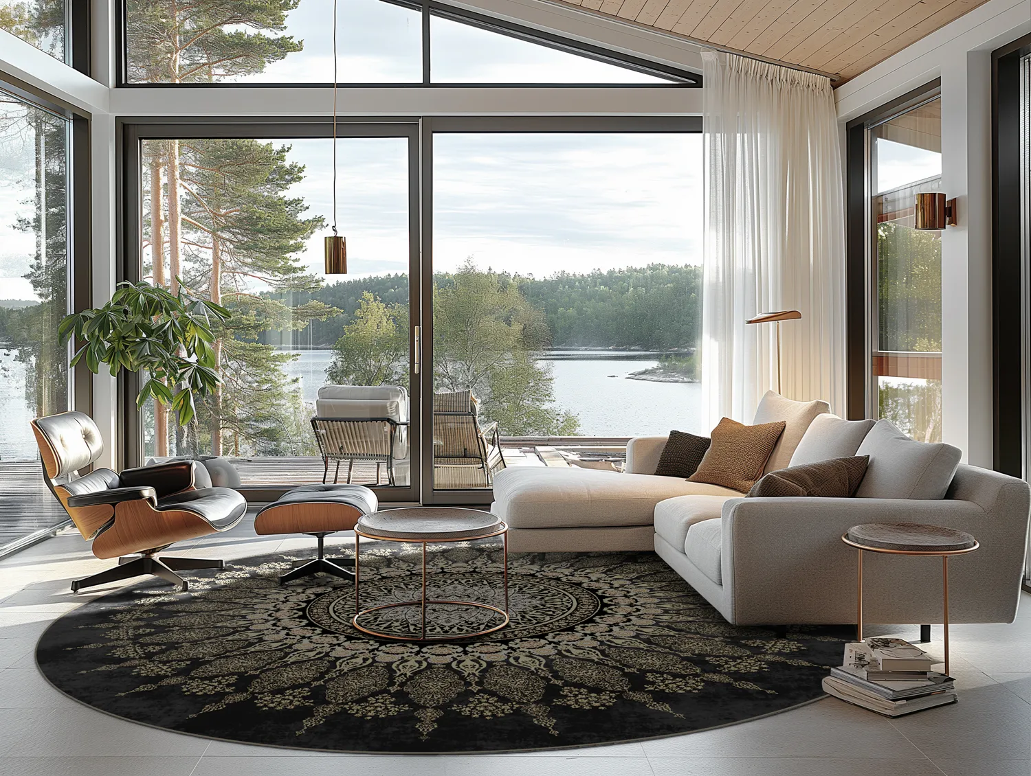 Tapete redondo - Sandrigo (preto/dourado)