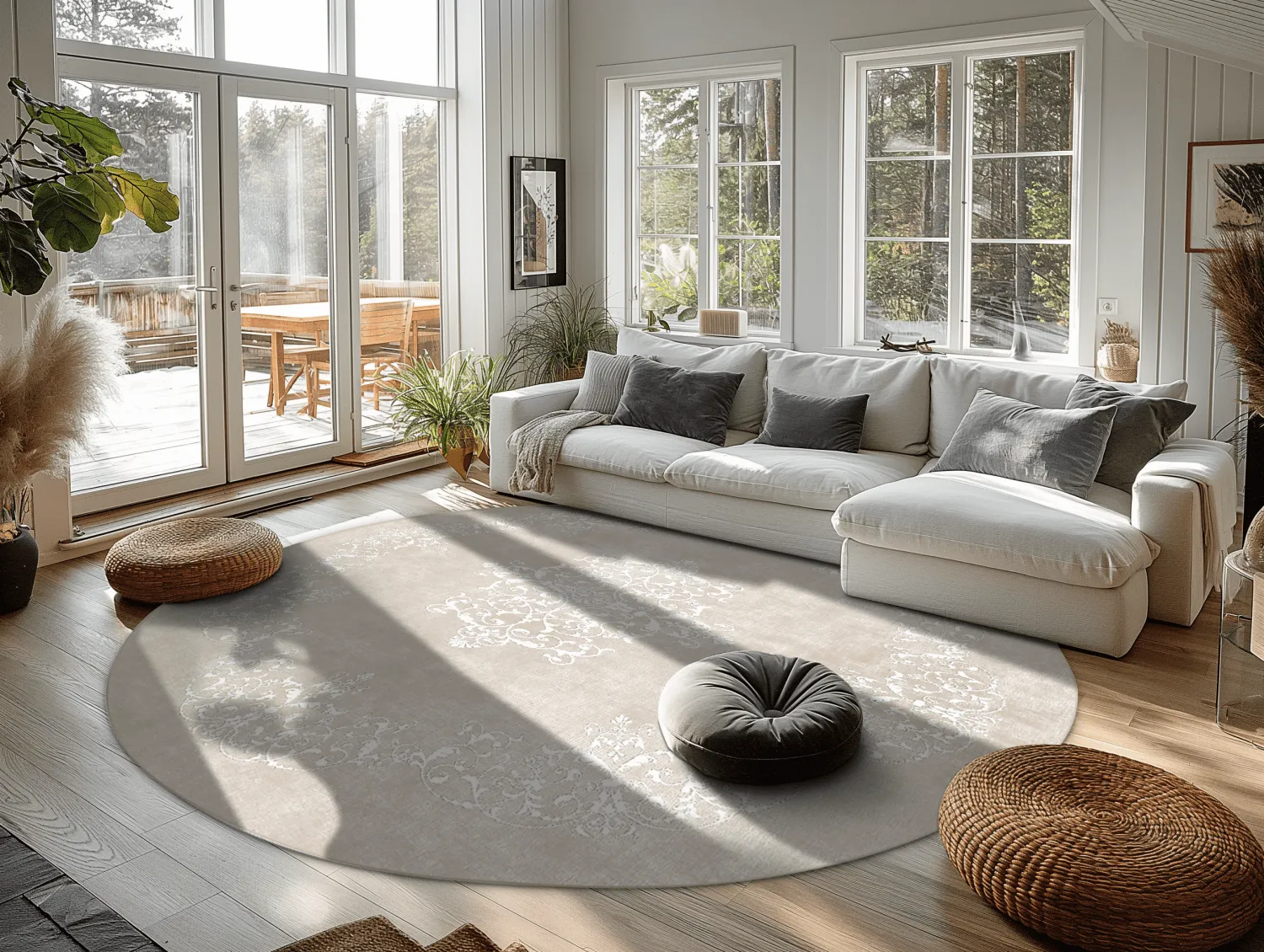 Tapete redondo - Santi (bege/branco)