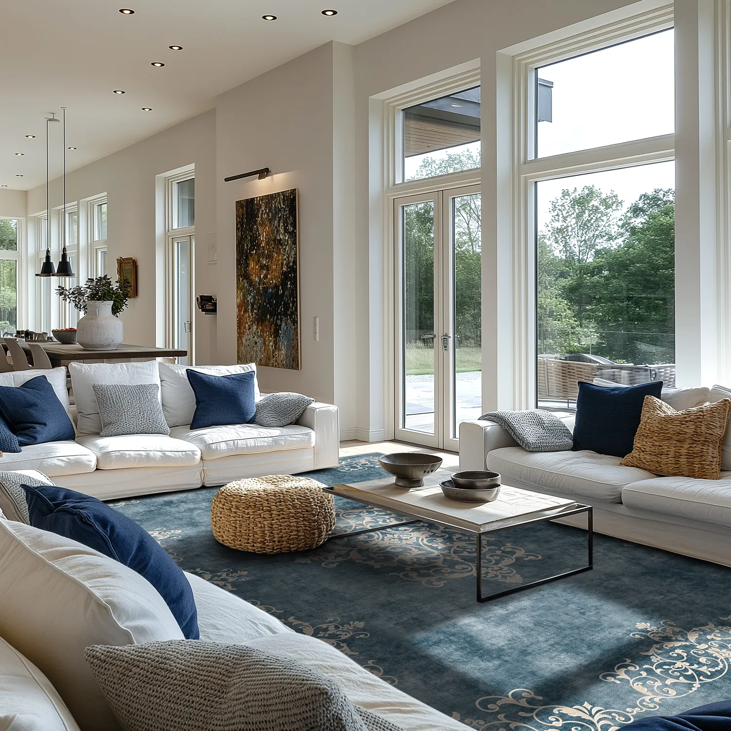 Tapete Wilton - Santi (azul/bege)