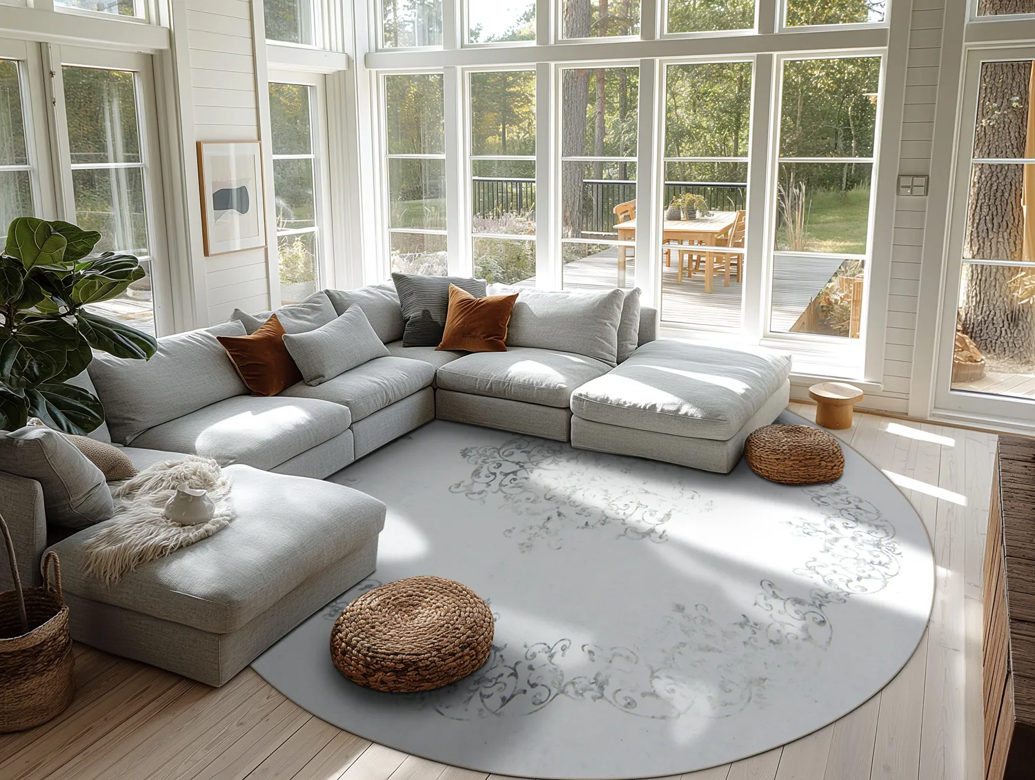 Tapete redondo - Santi (branco/cinza)