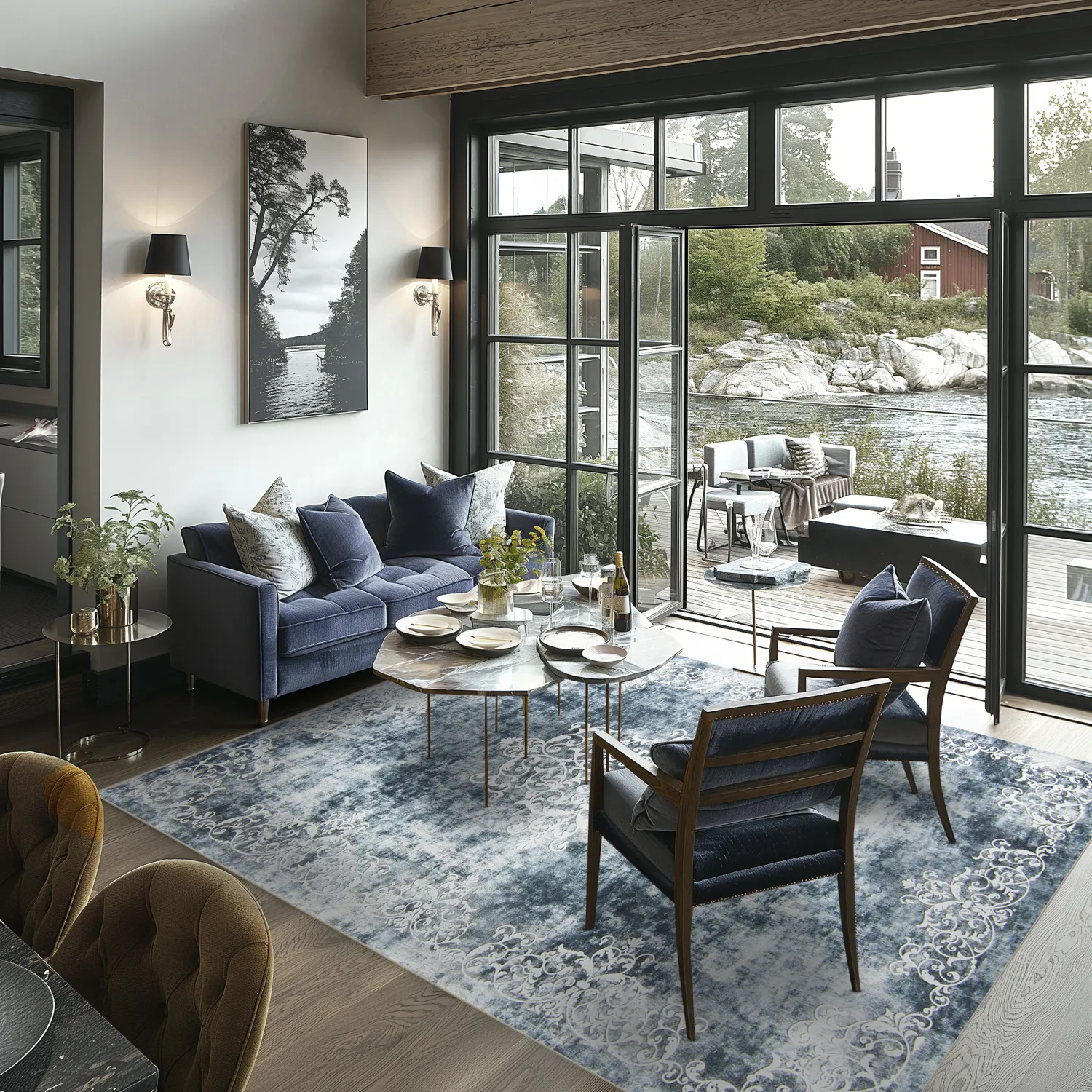 Tapete Wilton - Santi (cinza azulado/branco)