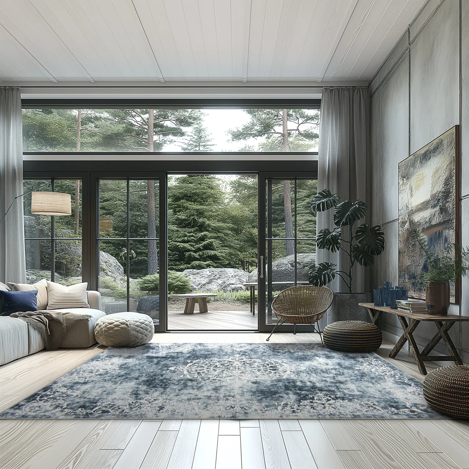 Tapete Wilton - Santi (cinza azulado/branco)