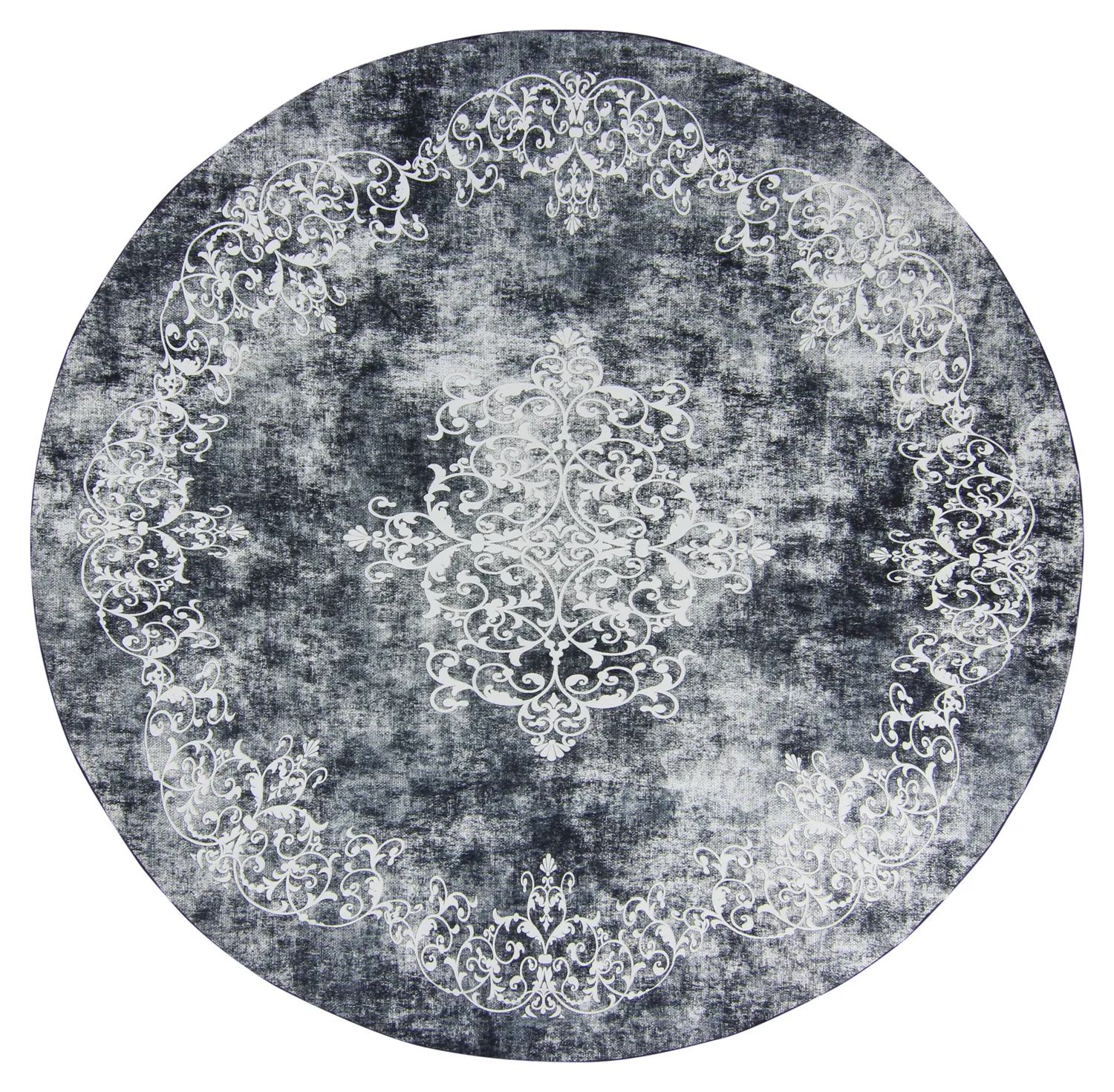 Tapete redondo - Santi (cinza azulado/branco)