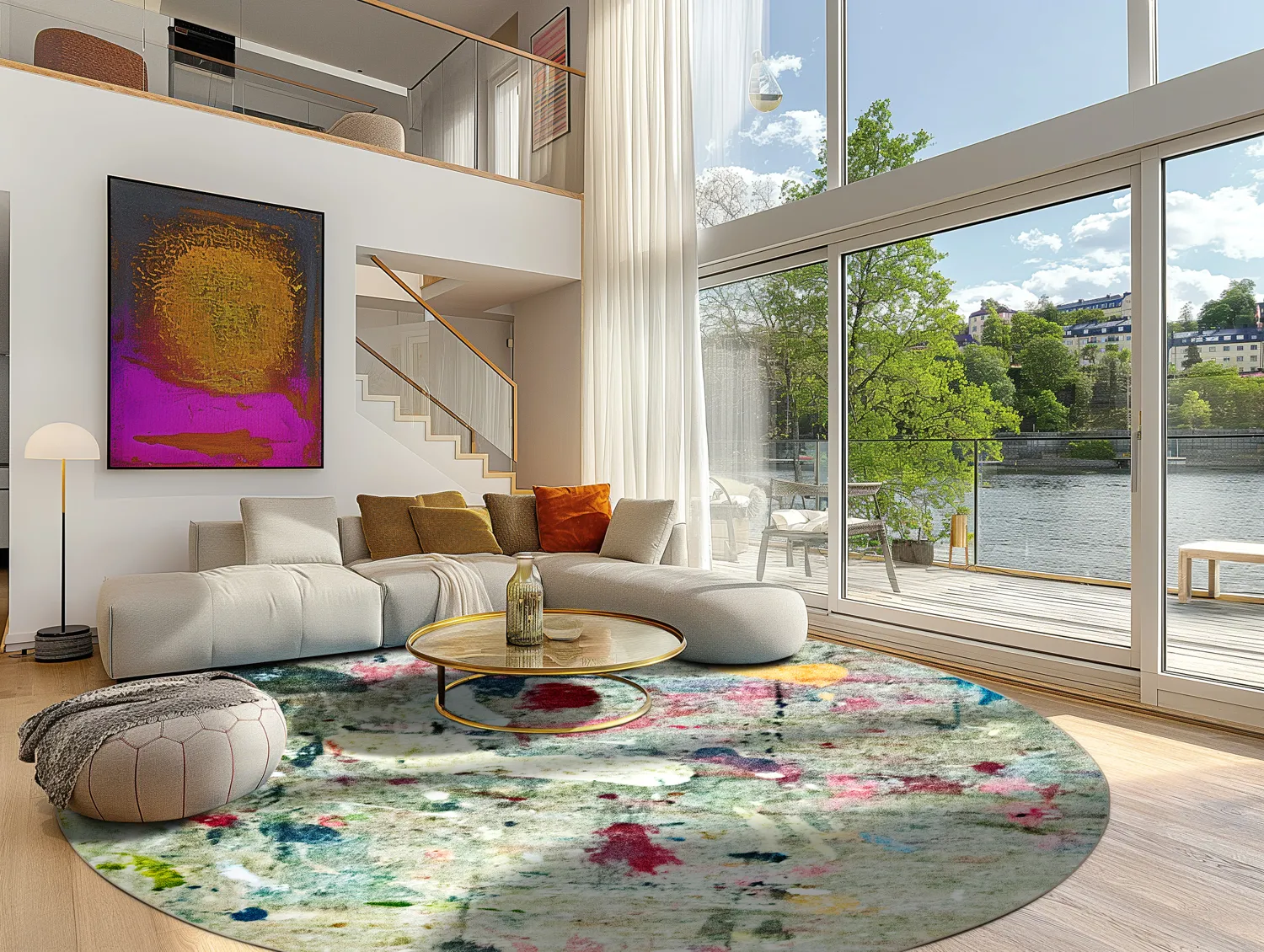 Tapete redondo - Satriano (cinza/multicolorido)