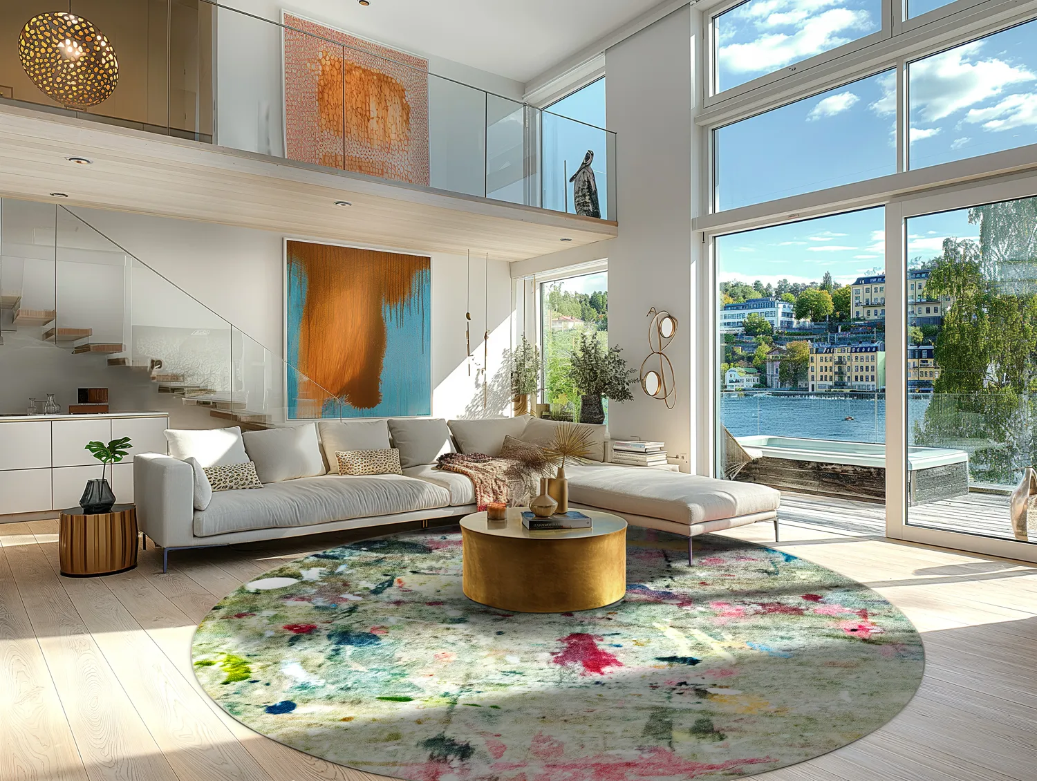 Tapete redondo - Satriano (cinza/multicolorido)