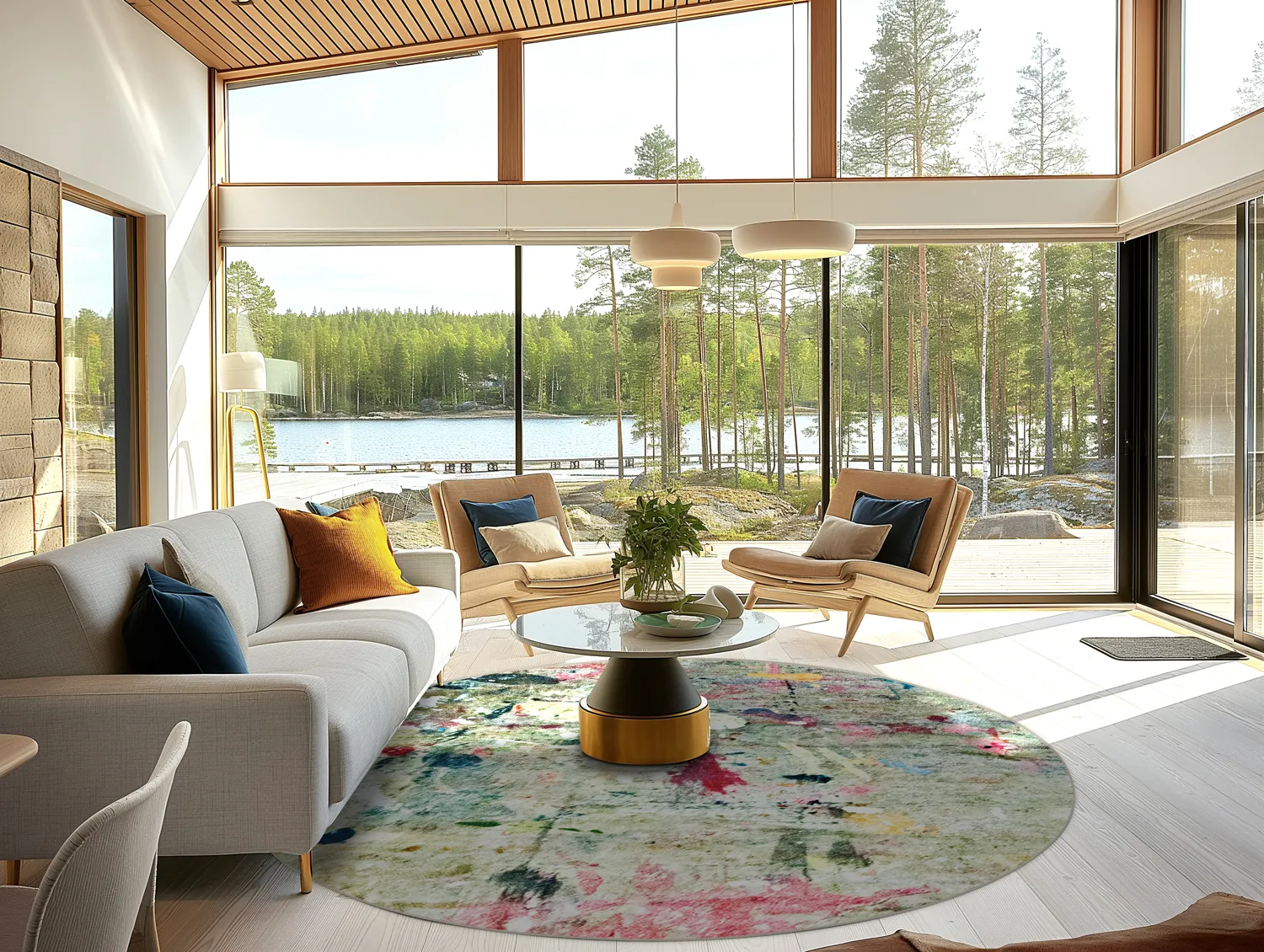 Tapete redondo - Satriano (cinza/multicolorido)