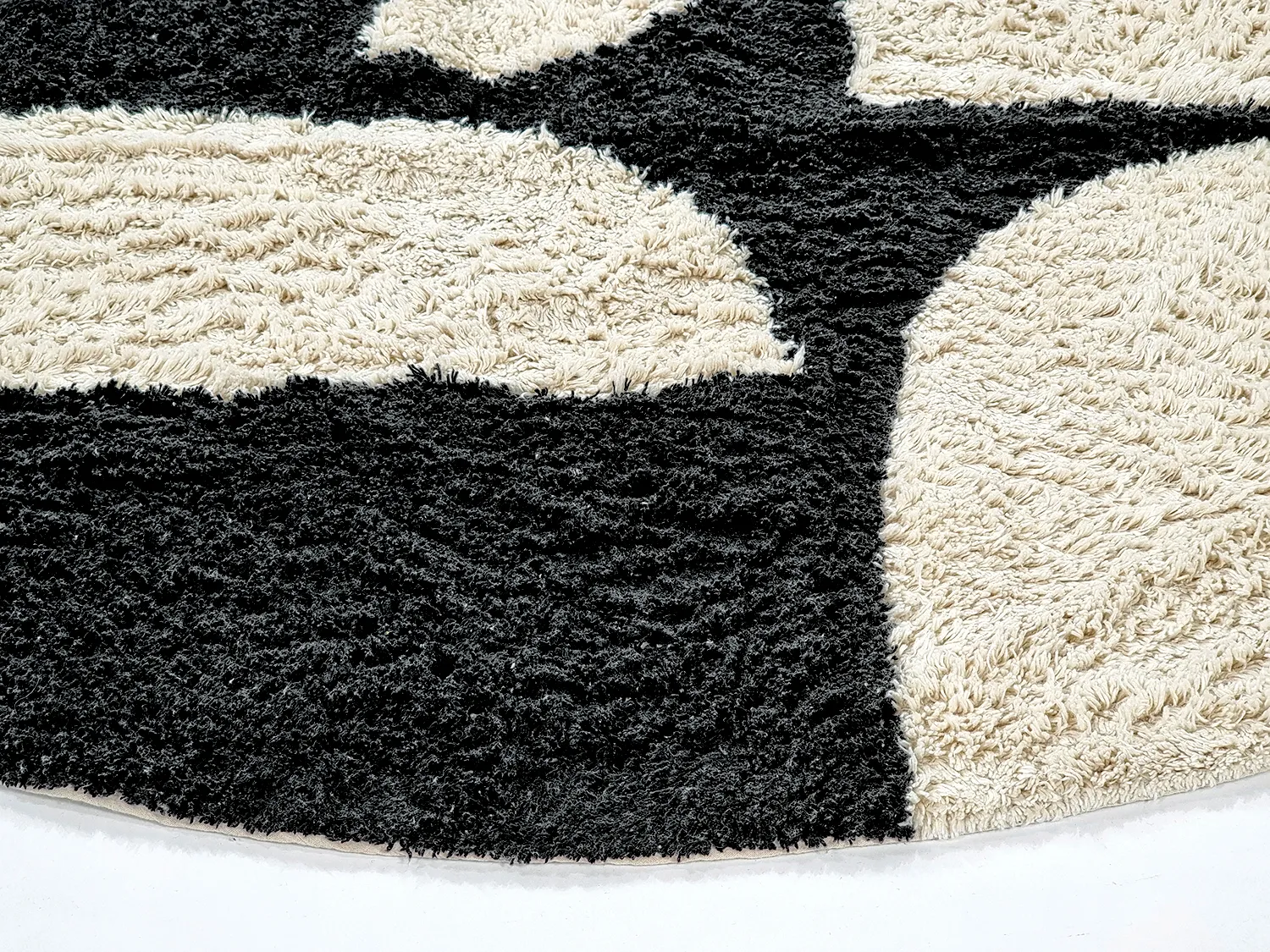 Tapete redondo - Siberia Natural Cotton Shaggy (offwhite/preto)