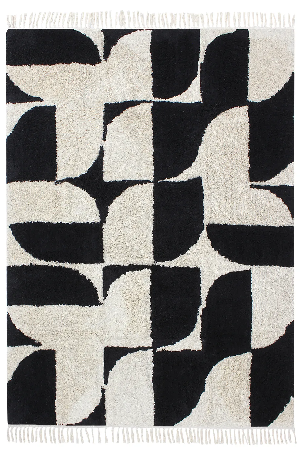 Tapetes felpudos - Siberia Natural Cotton Shaggy (offwhite/preto)