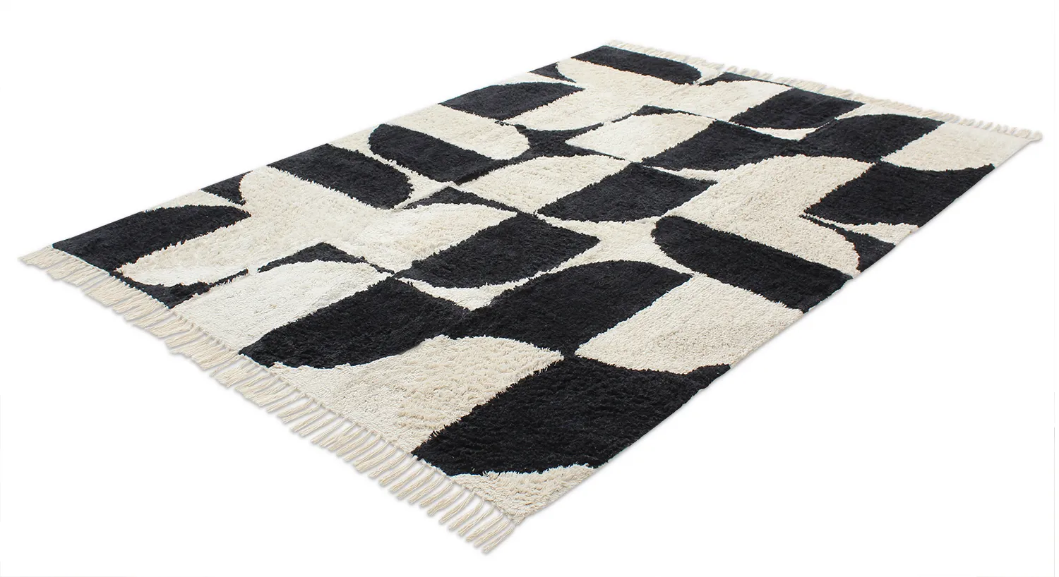 Tapetes felpudos - Siberia Natural Cotton Shaggy (offwhite/preto)
