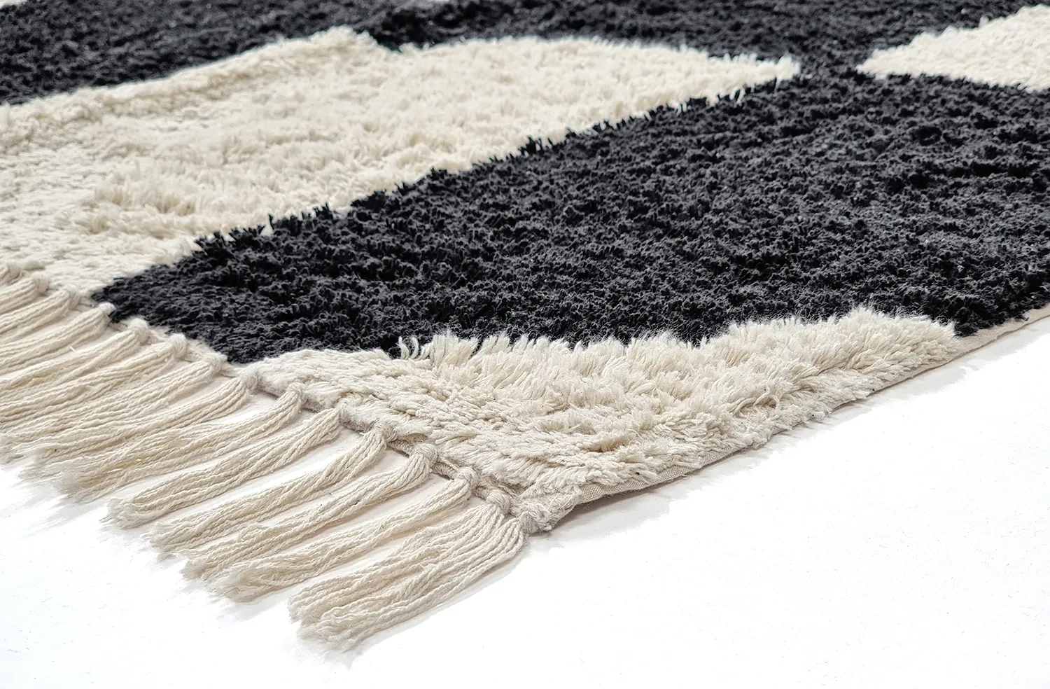 Tapetes felpudos - Siberia Natural Cotton Shaggy (offwhite/preto)