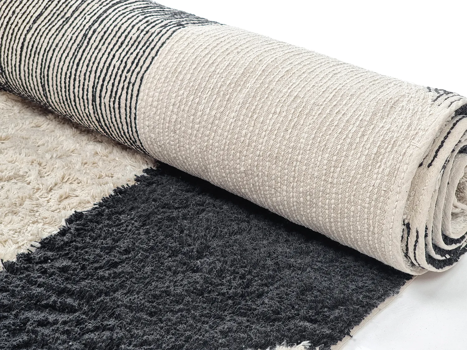 Tapetes felpudos - Siberia Natural Cotton Shaggy (offwhite/preto)