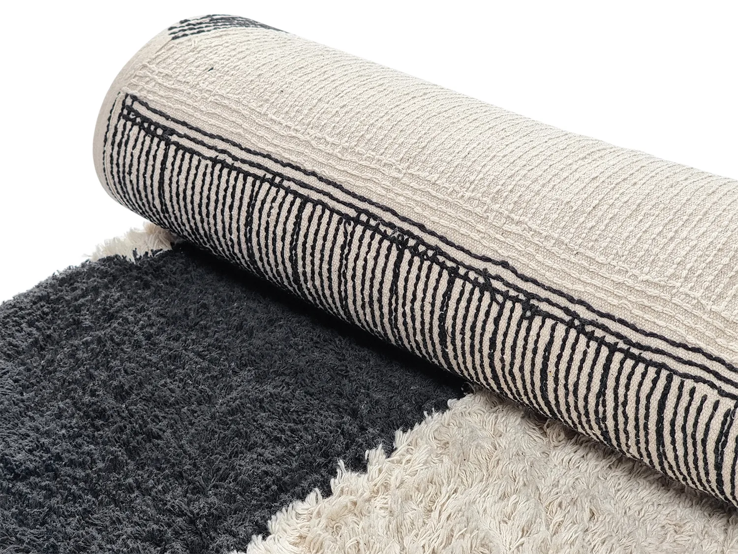 Tapetes felpudos - Siberia Natural Cotton Shaggy (offwhite/preto)