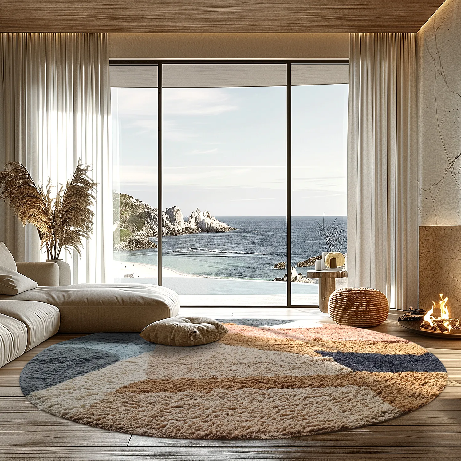 Tapete redondo - Sion Natural Cotton Shaggy (multi)