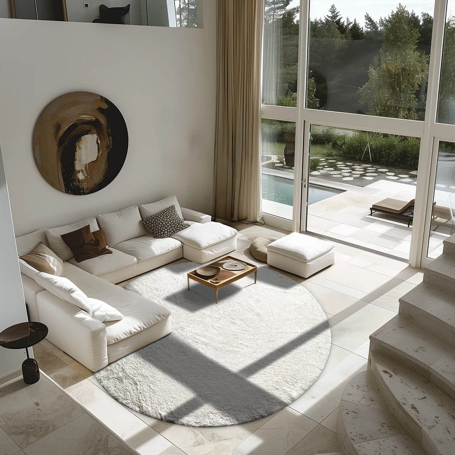 Tapete redondo - Sion Natural Cotton Shaggy (offwhite)