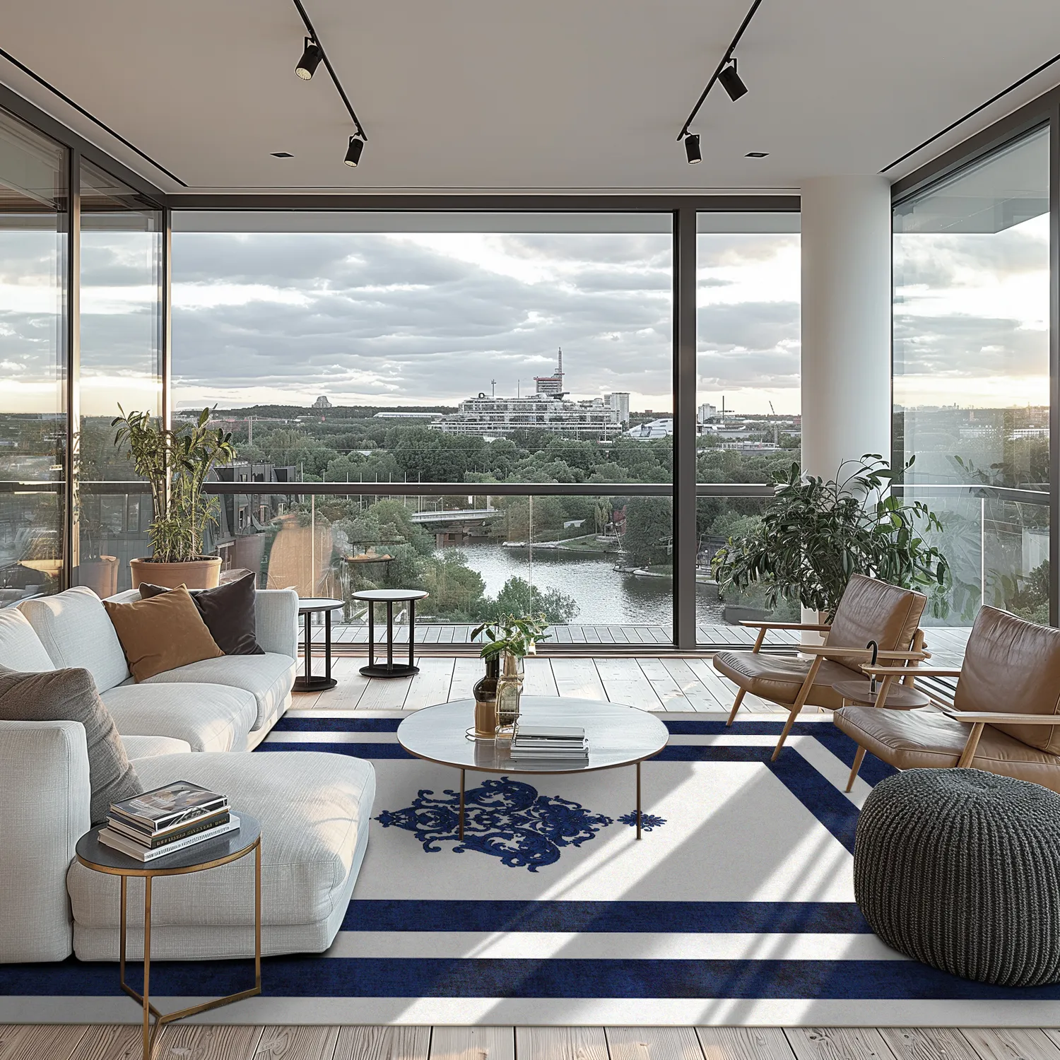 Tapete Wilton - Soros (azul/branco)