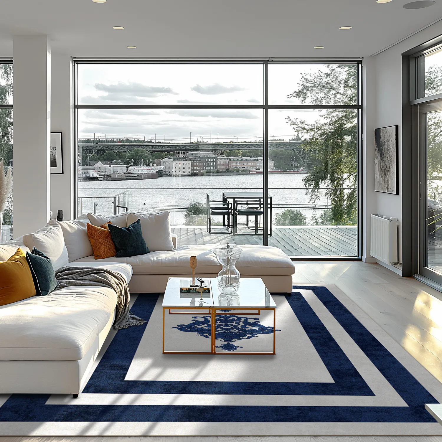 Tapete Wilton - Soros (azul/branco)