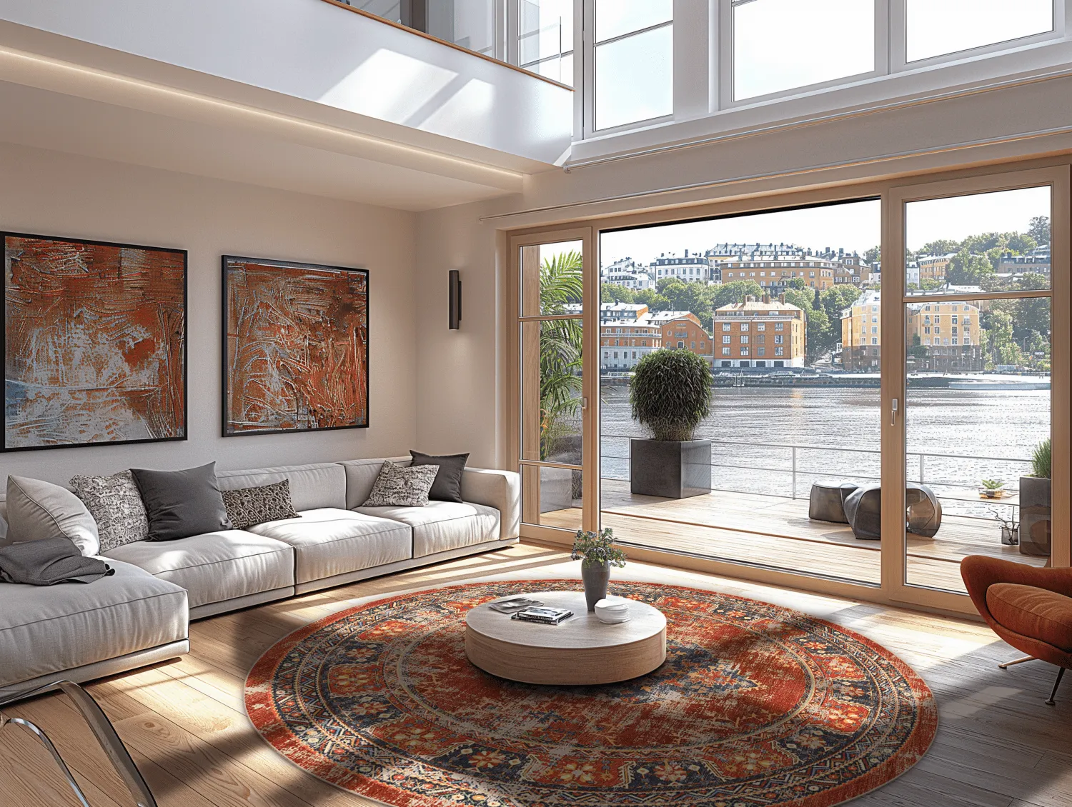 Tapete redondo - Soussi (vermelho/multicolorido)