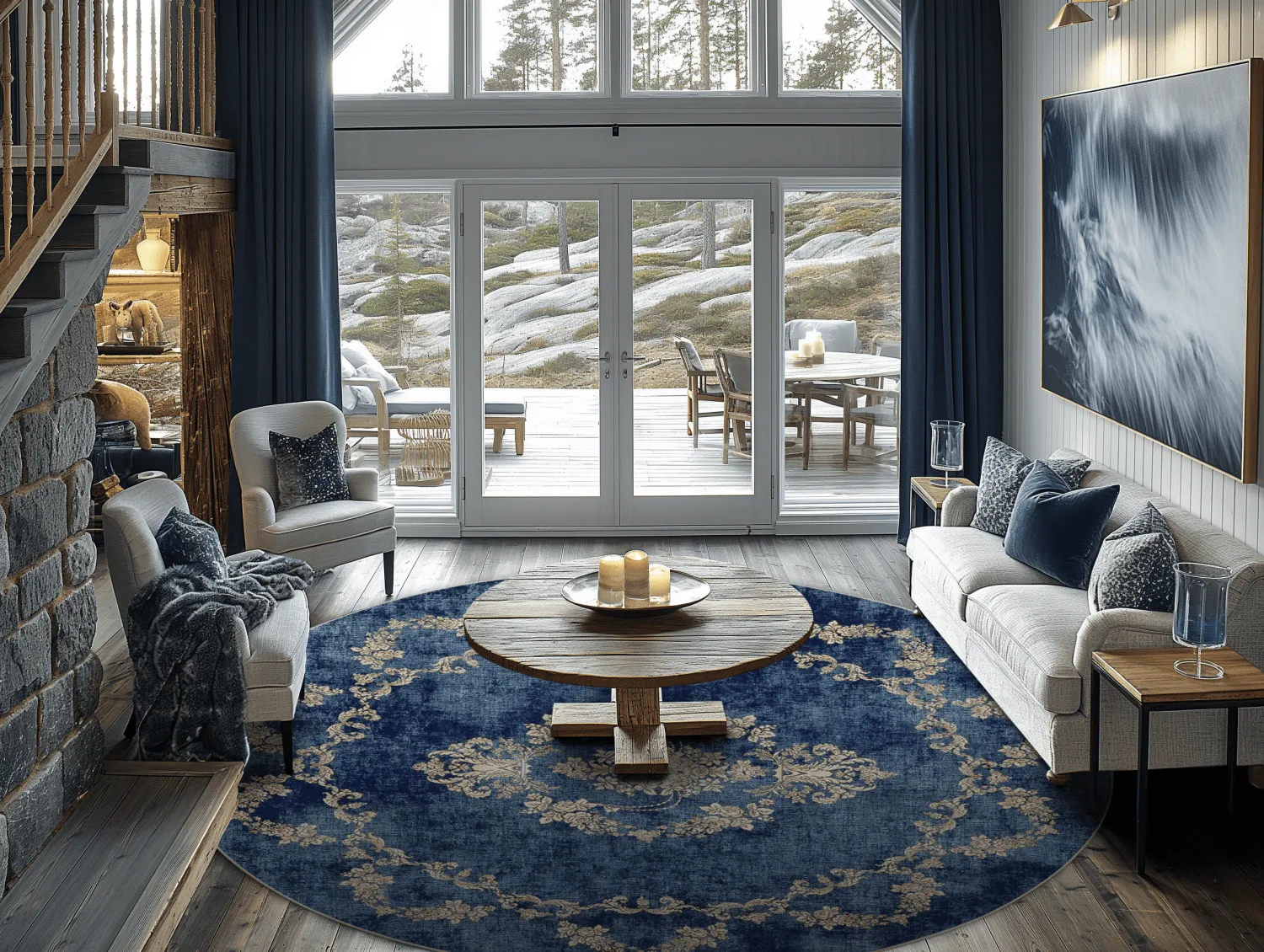 Tapete redondo - Taknis (azul)