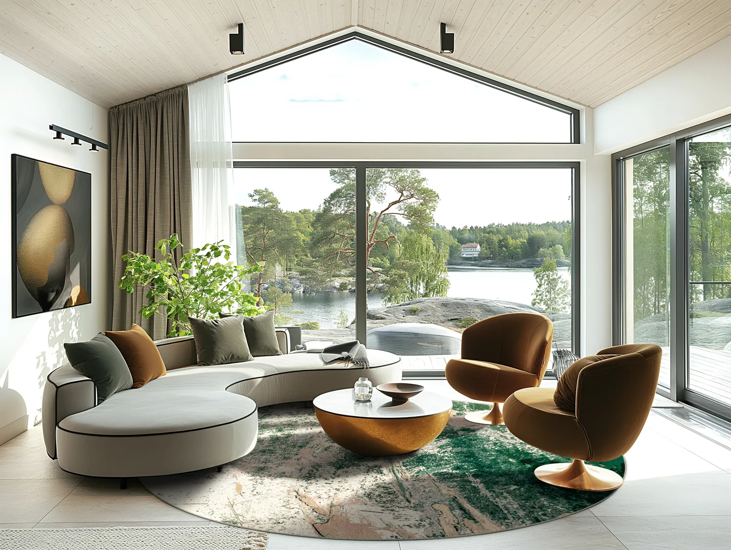 Tapete redondo - Tamalous (bege/verde)