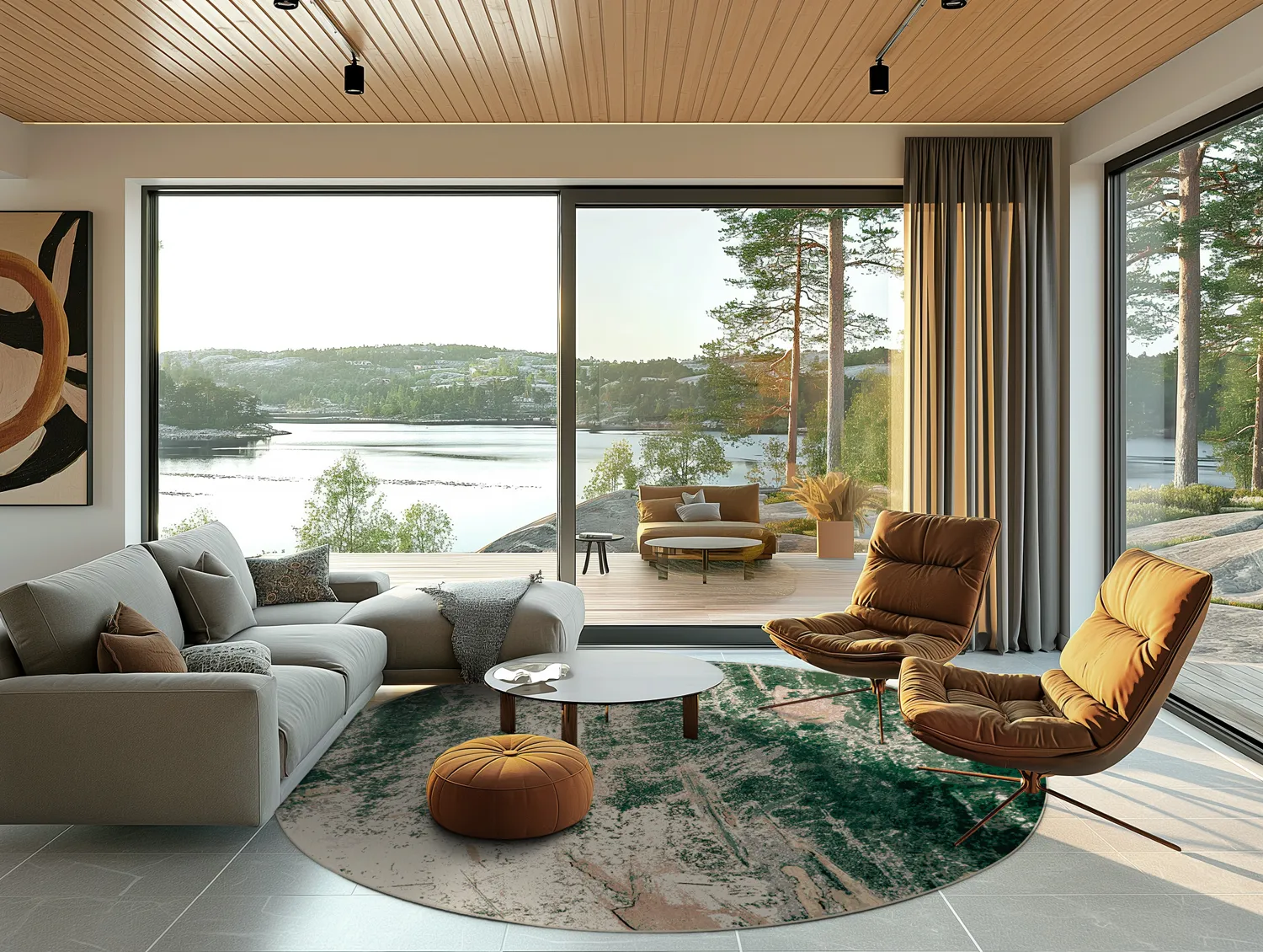 Tapete redondo - Tamalous (bege/verde)