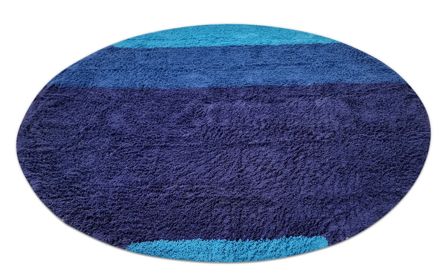 Tapete redondo - Taro Natural Cotton Shaggy (azul)