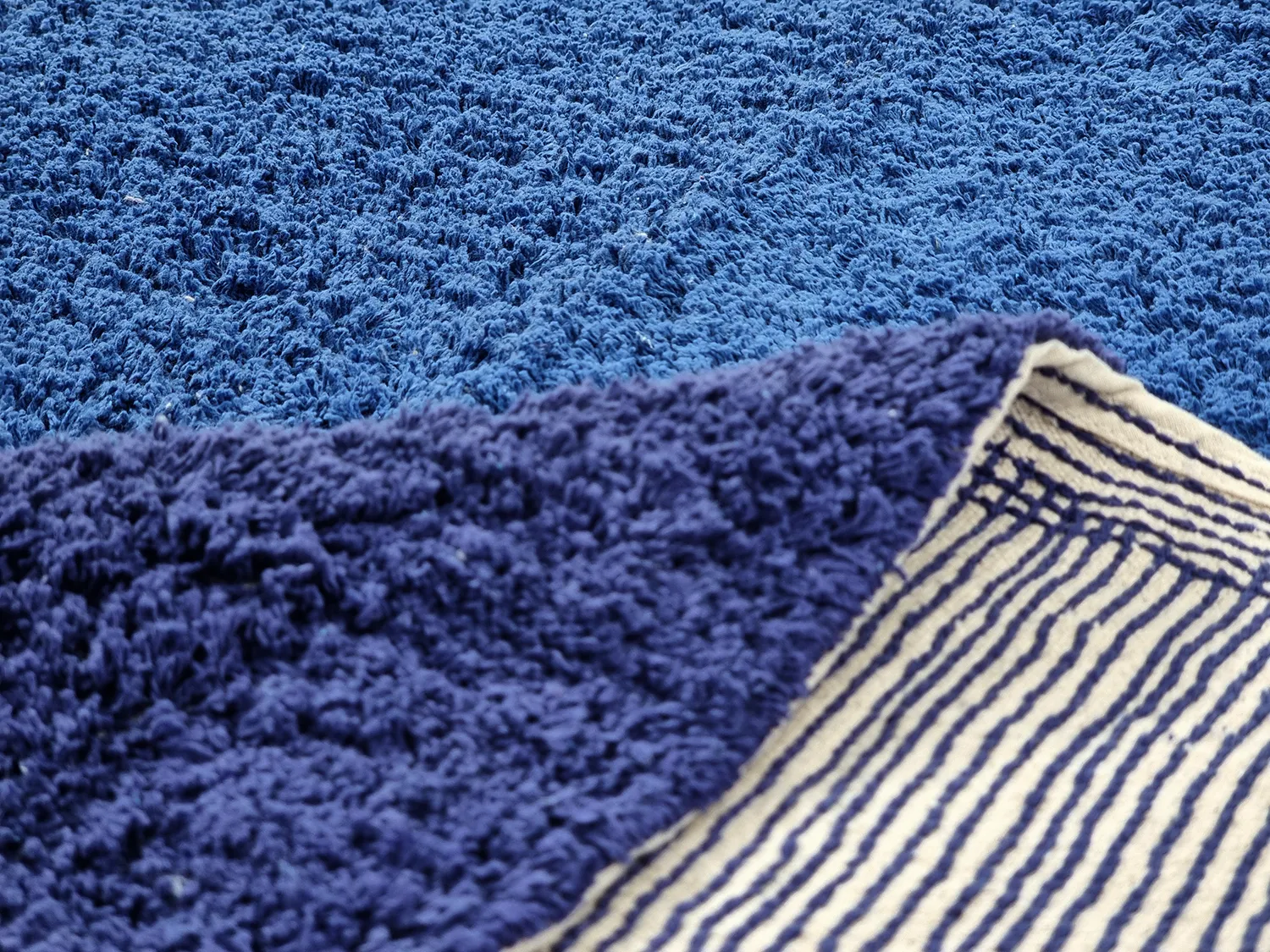 Tapete redondo - Taro Natural Cotton Shaggy (azul)