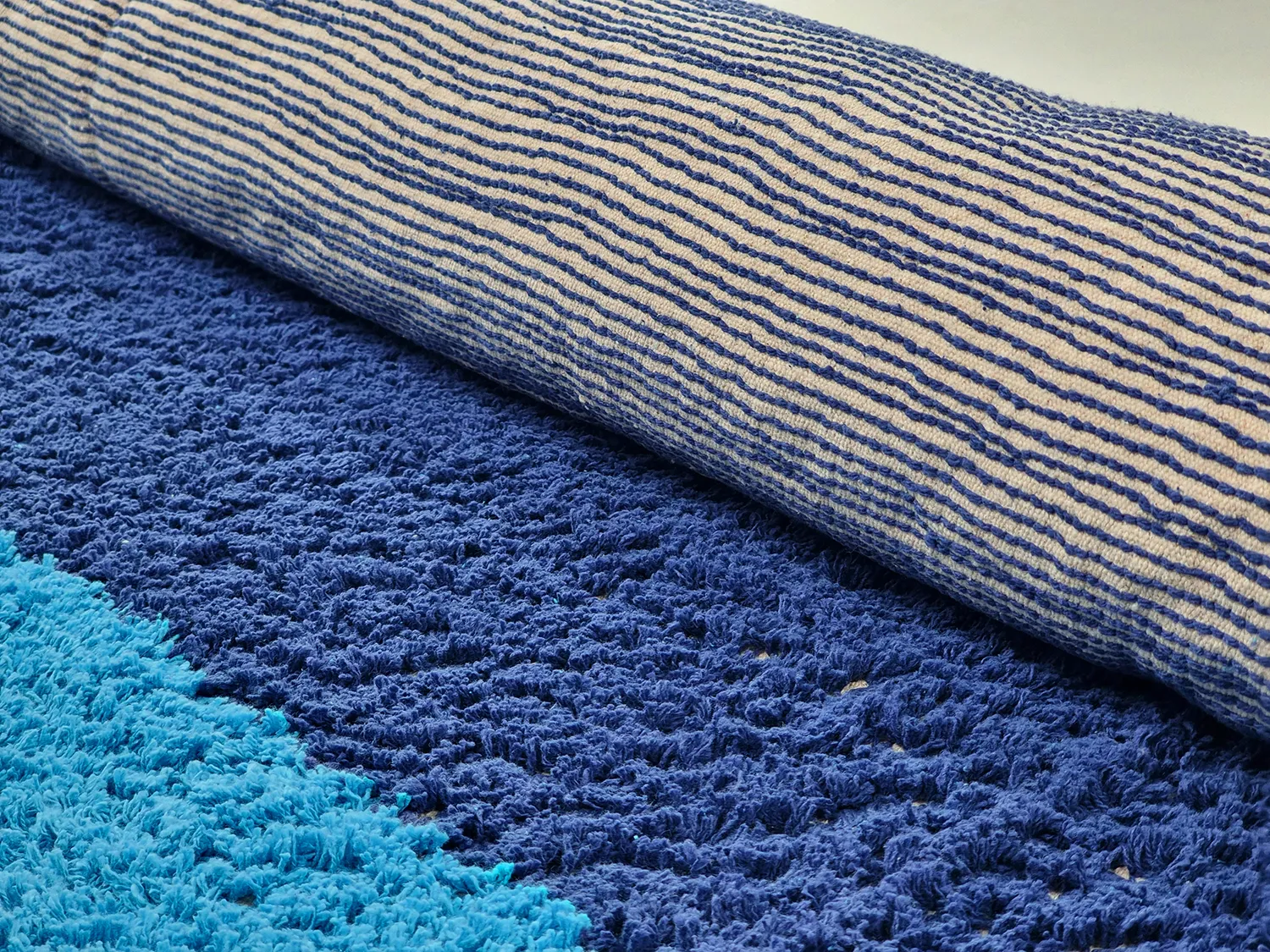 Tapetes felpudos - Taro Natural Cotton Shaggy (azul)