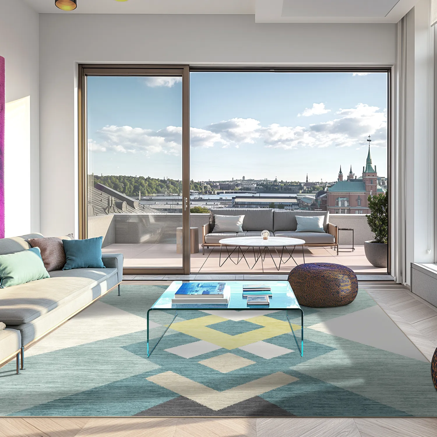 Tapete Wilton - Temara (azul/multicolorido)