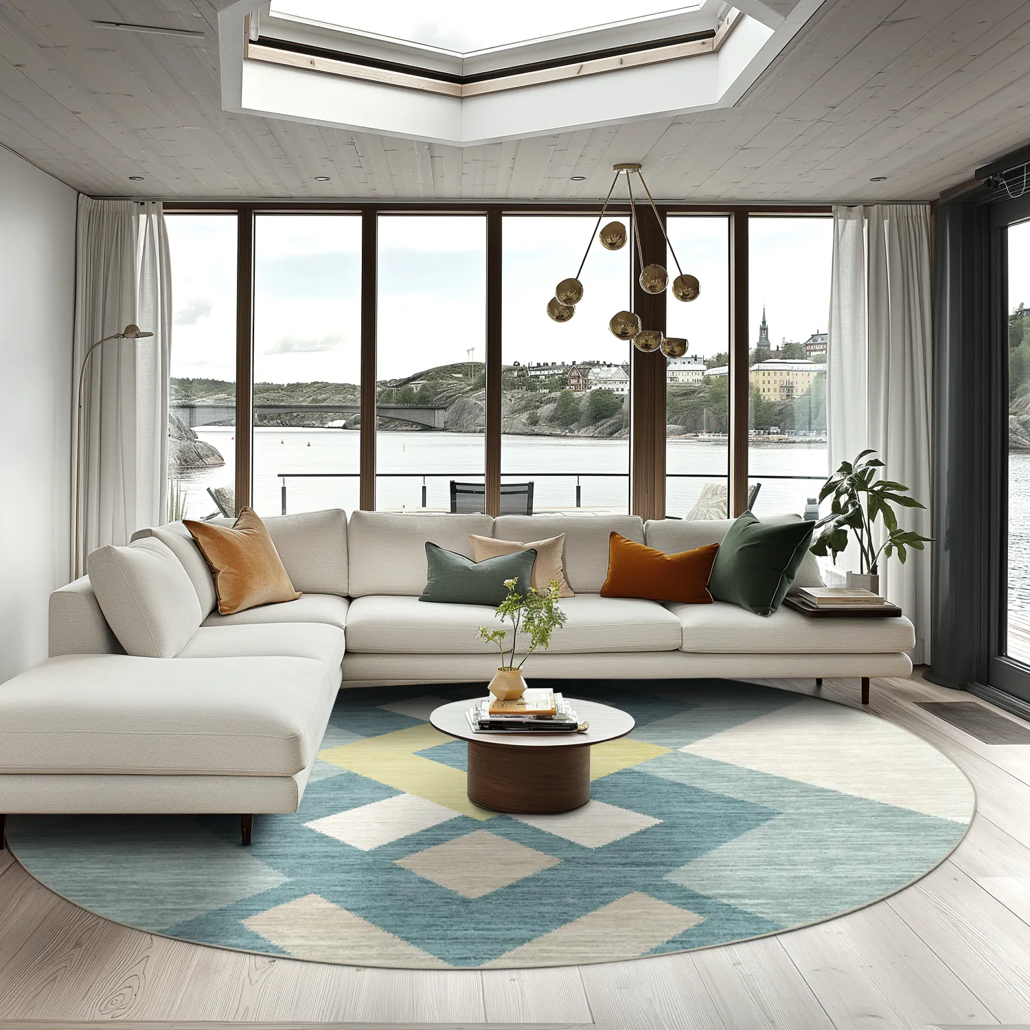 Tapete redondo - Temara (azul/multicolorido)