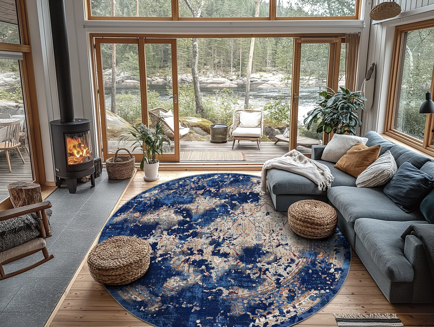 Tapete redondo - Temima (azul)