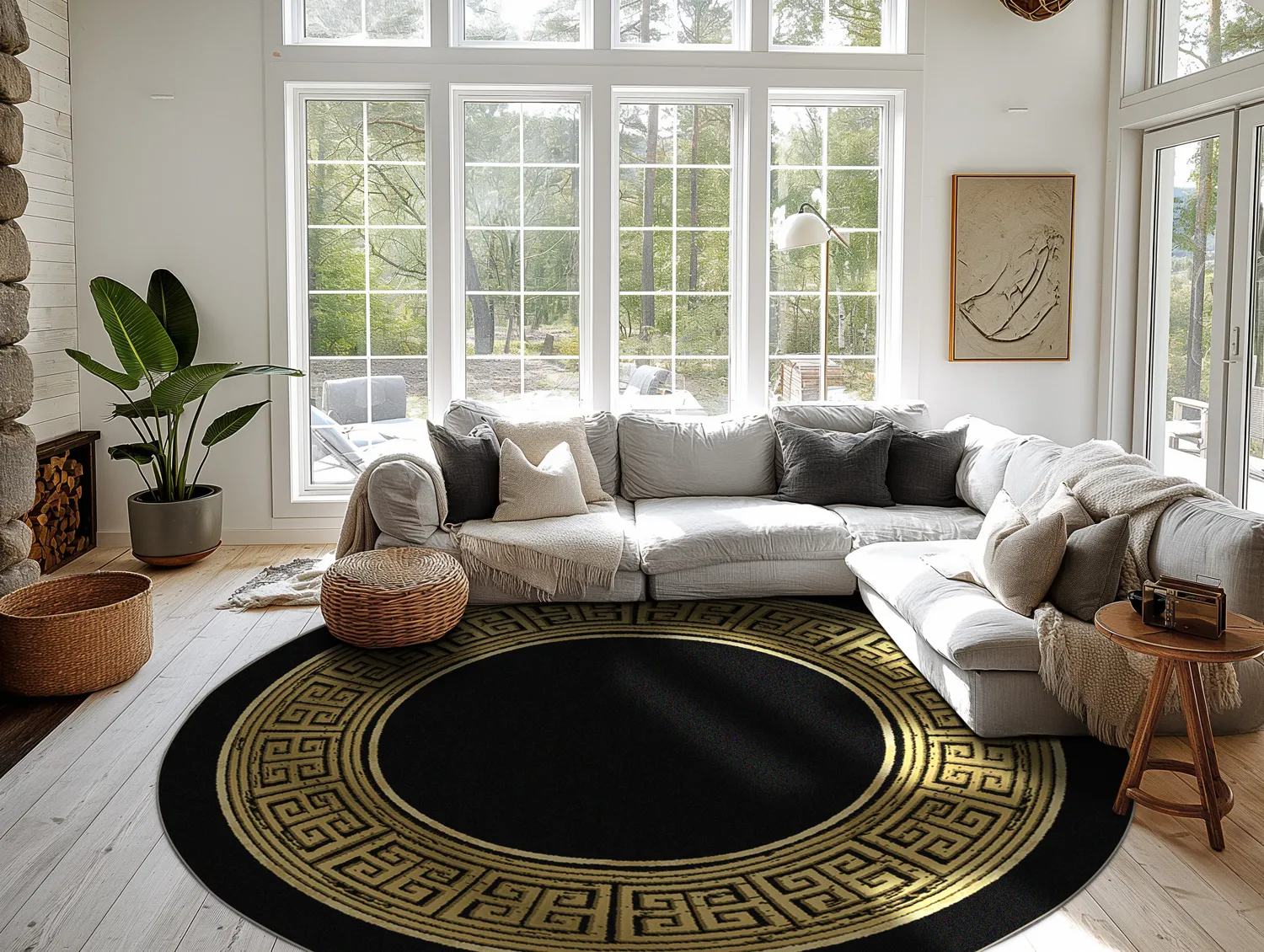 Tapete redondo - Tilos (preto/dourado)