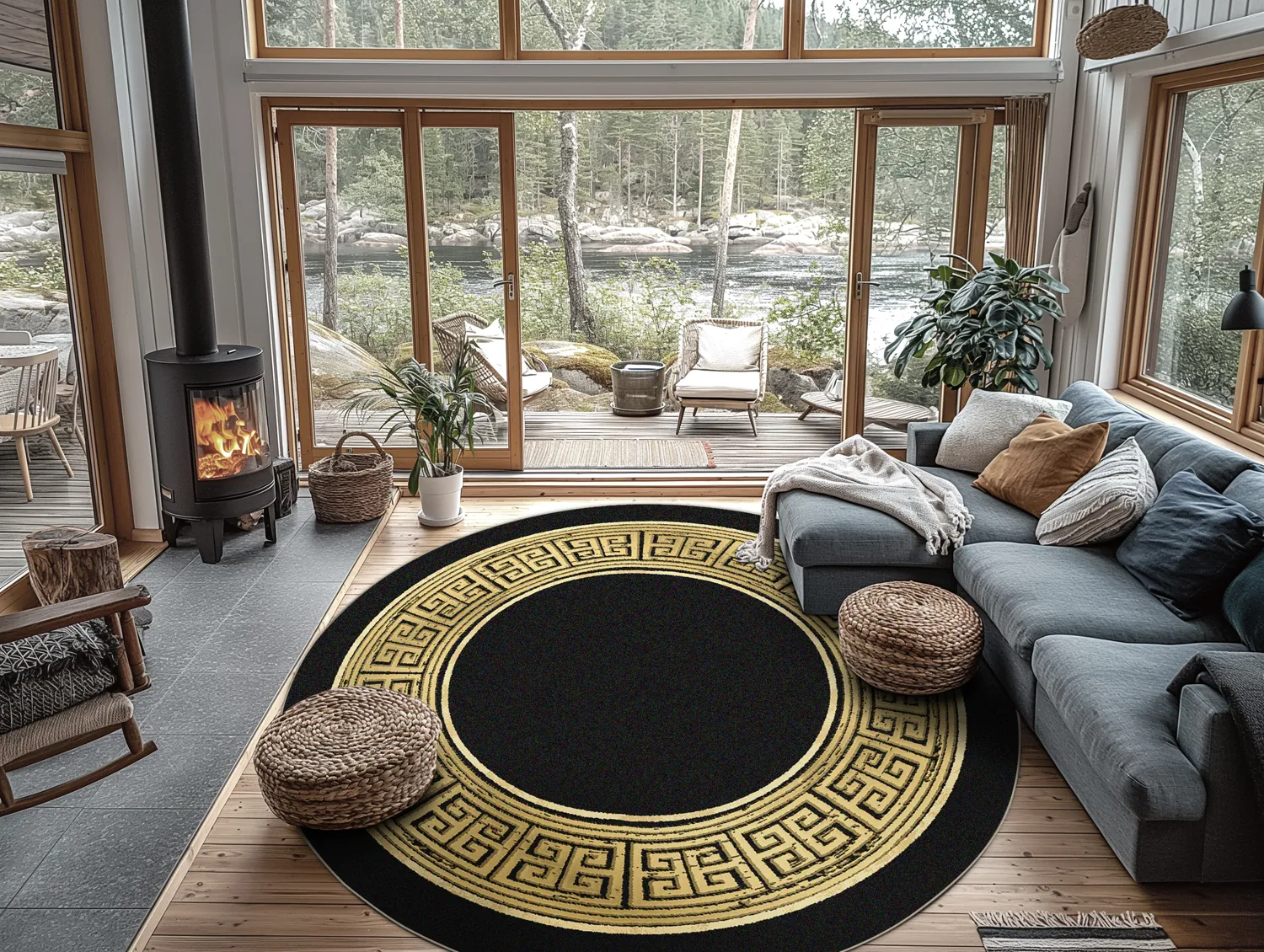 Tapete redondo - Tilos (preto/dourado)