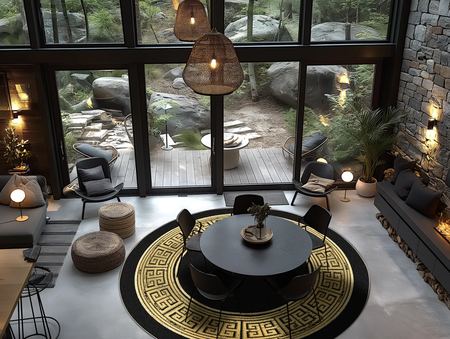 Tapete redondo - Tilos (preto/dourado)