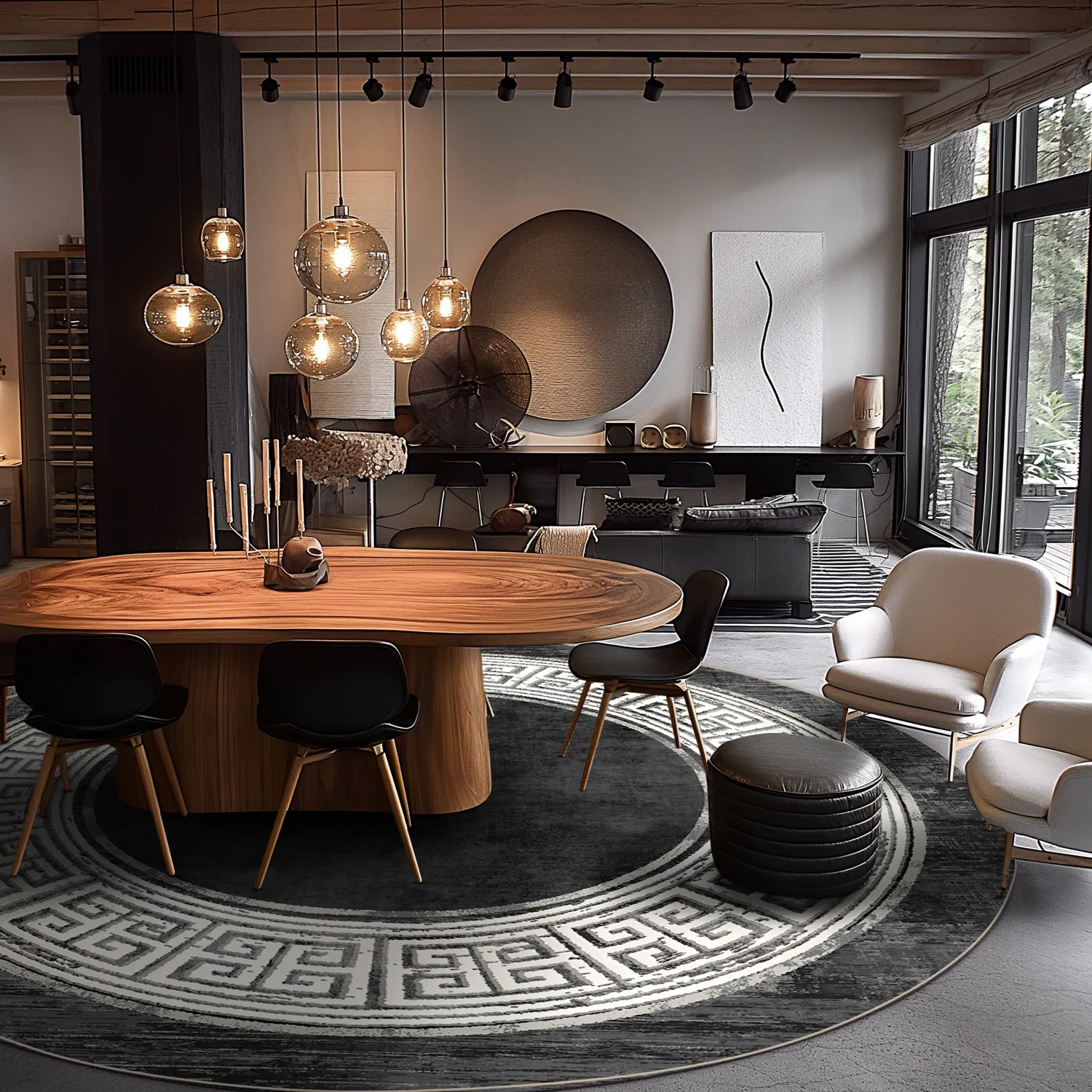 Tapete redondo - Tilos (preto/branco)