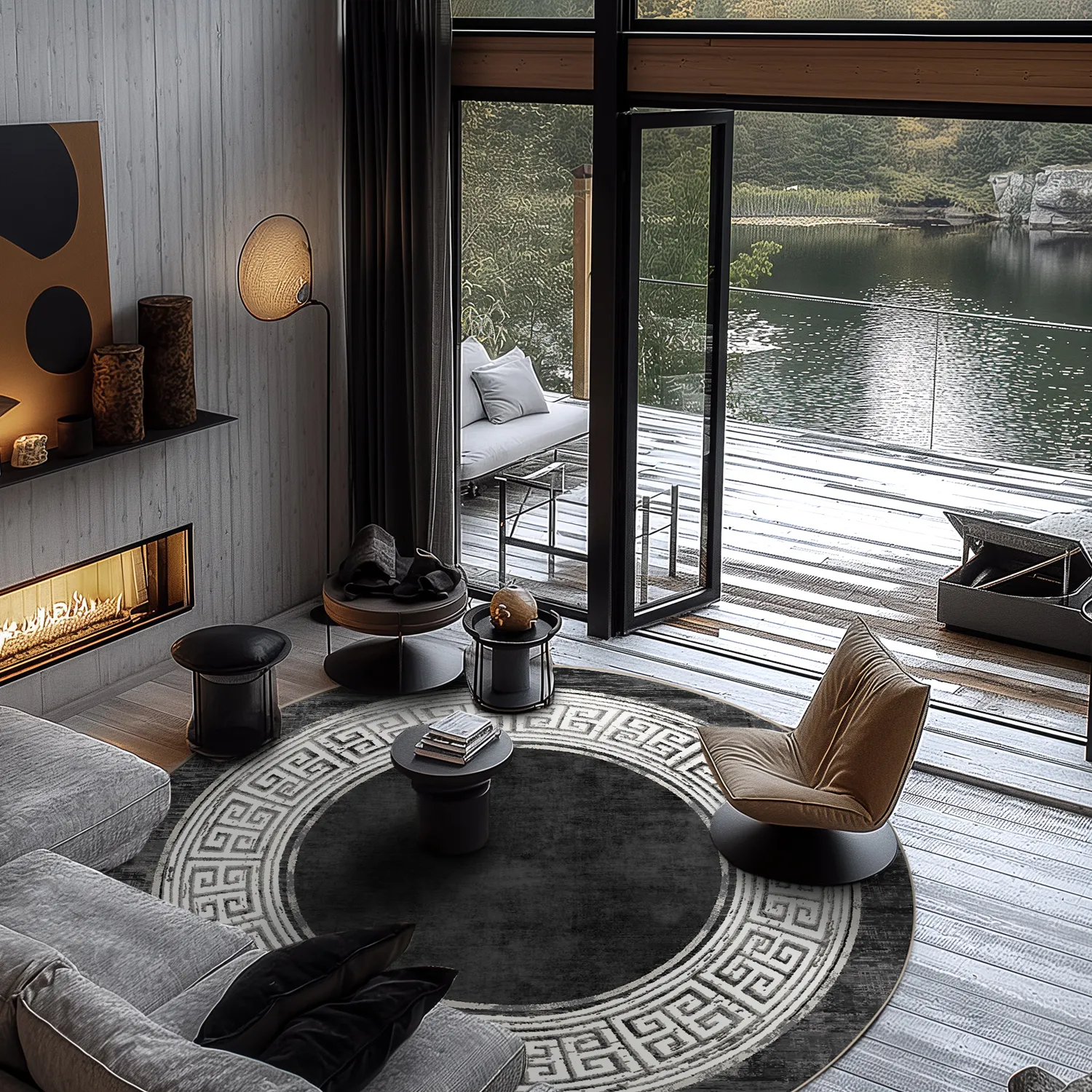 Tapete redondo - Tilos (preto/branco)