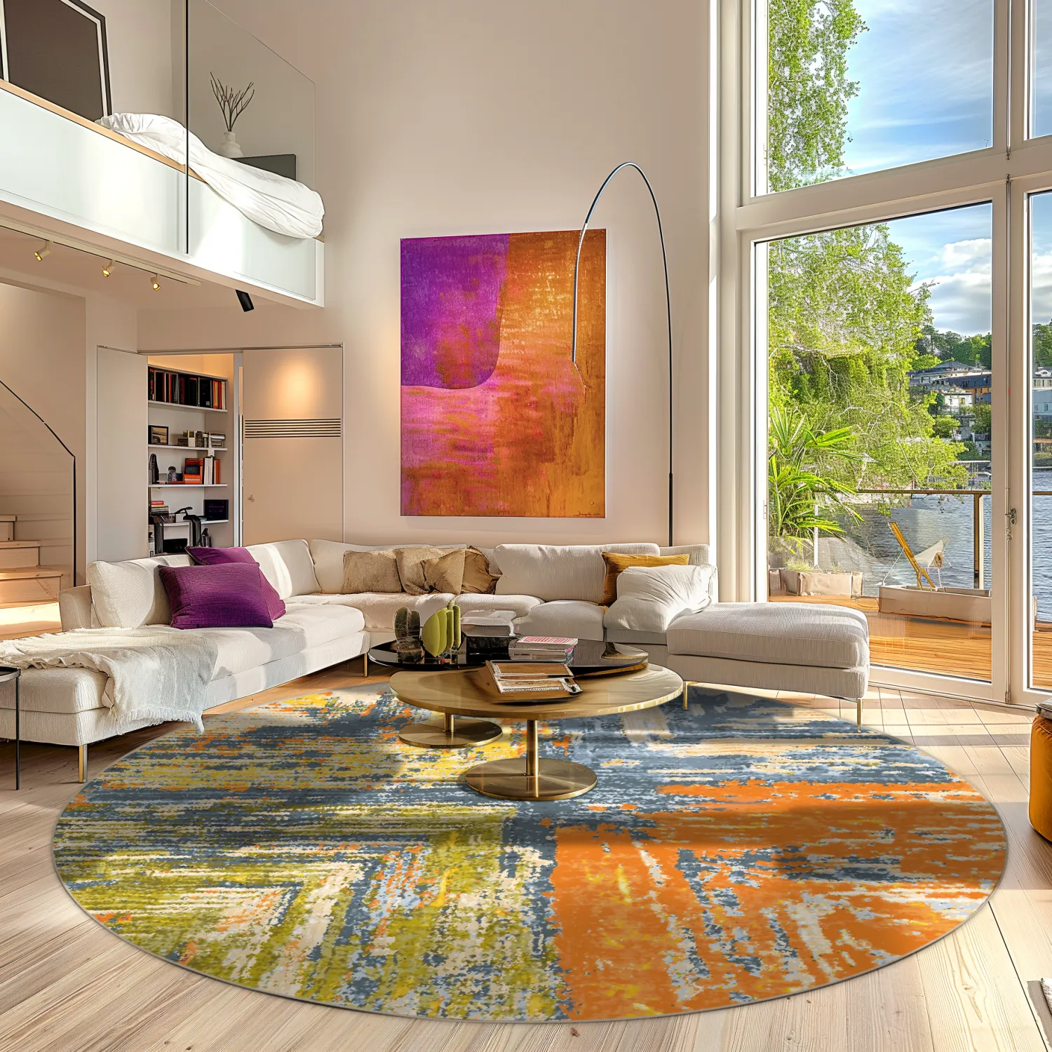 Tapete redondo - Tizzano (laranja/multicolorido)