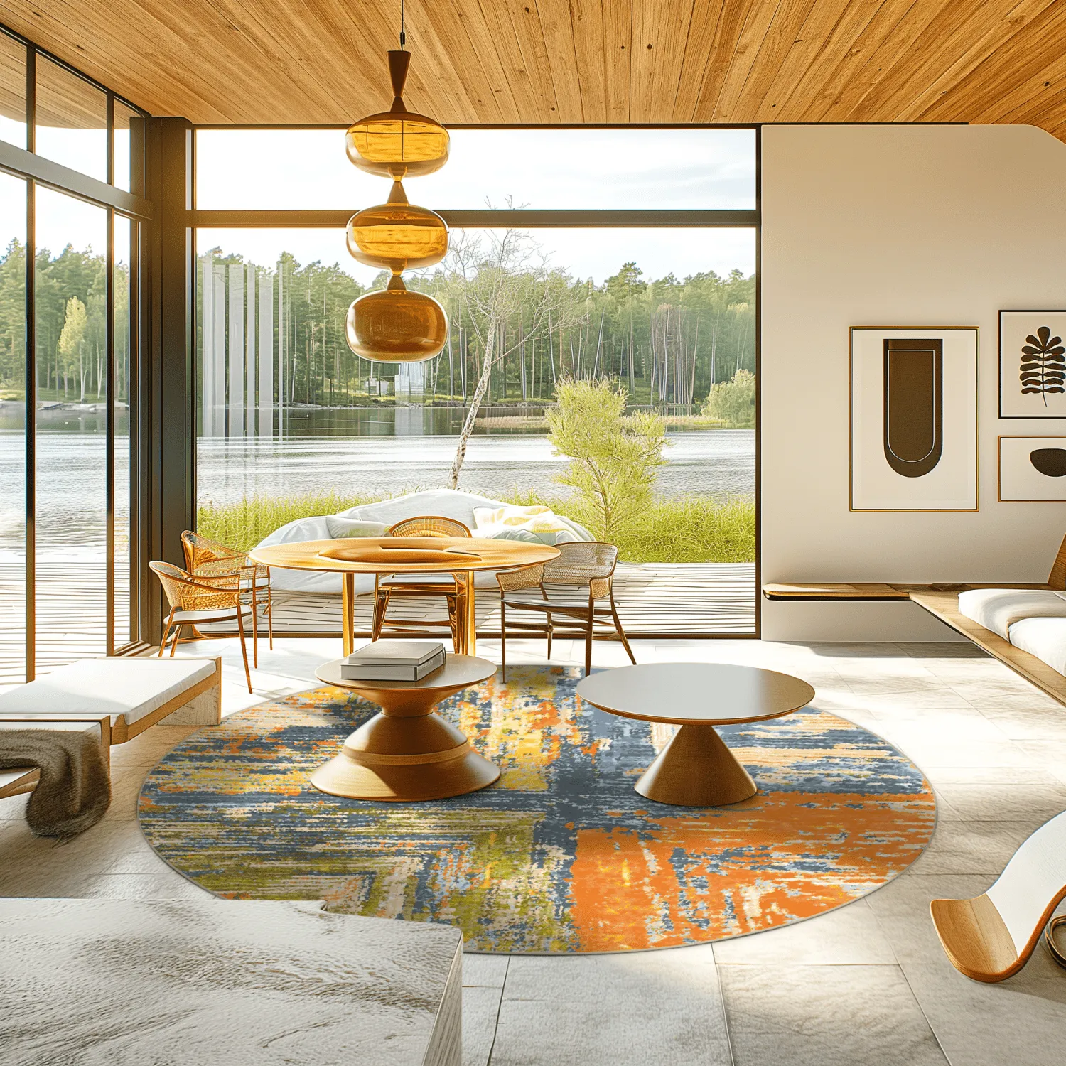 Tapete redondo - Tizzano (laranja/multicolorido)