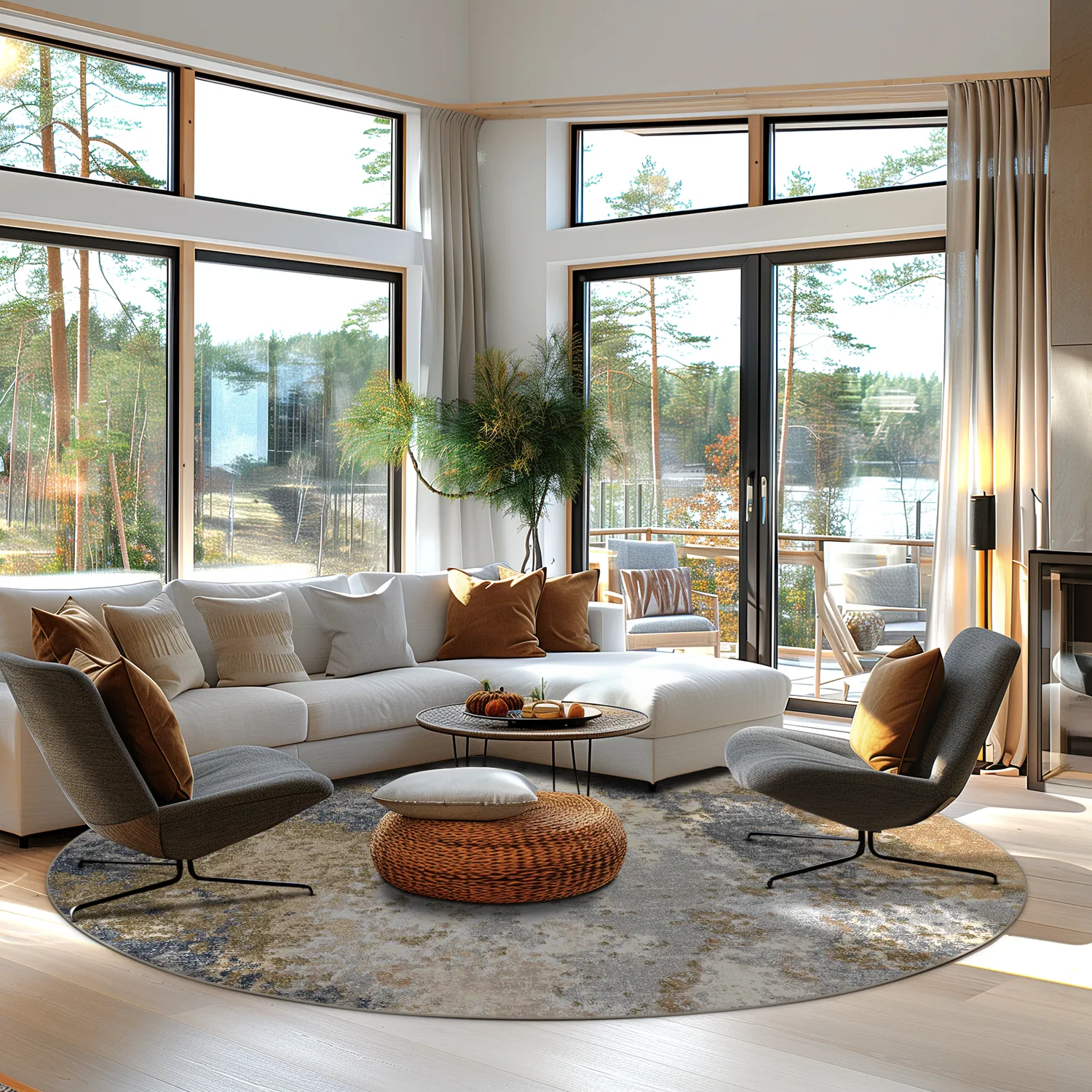 Tapete redondo - Travale (cinza/multicolorido)