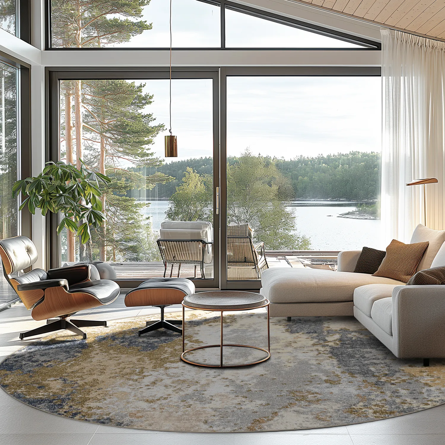 Tapete redondo - Travale (cinza/multicolorido)