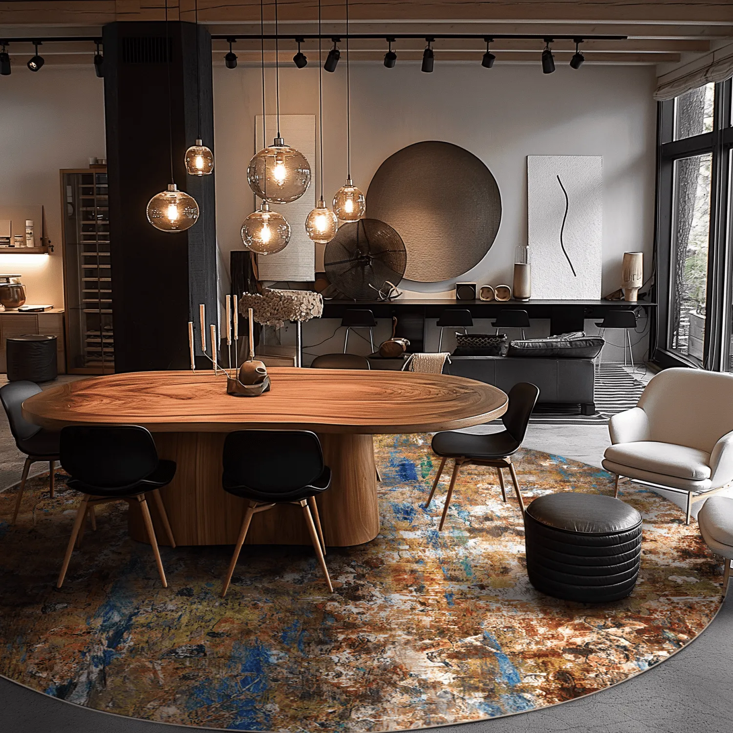 Tapete redondo - Trepito (marrom/azul/multicolorido)