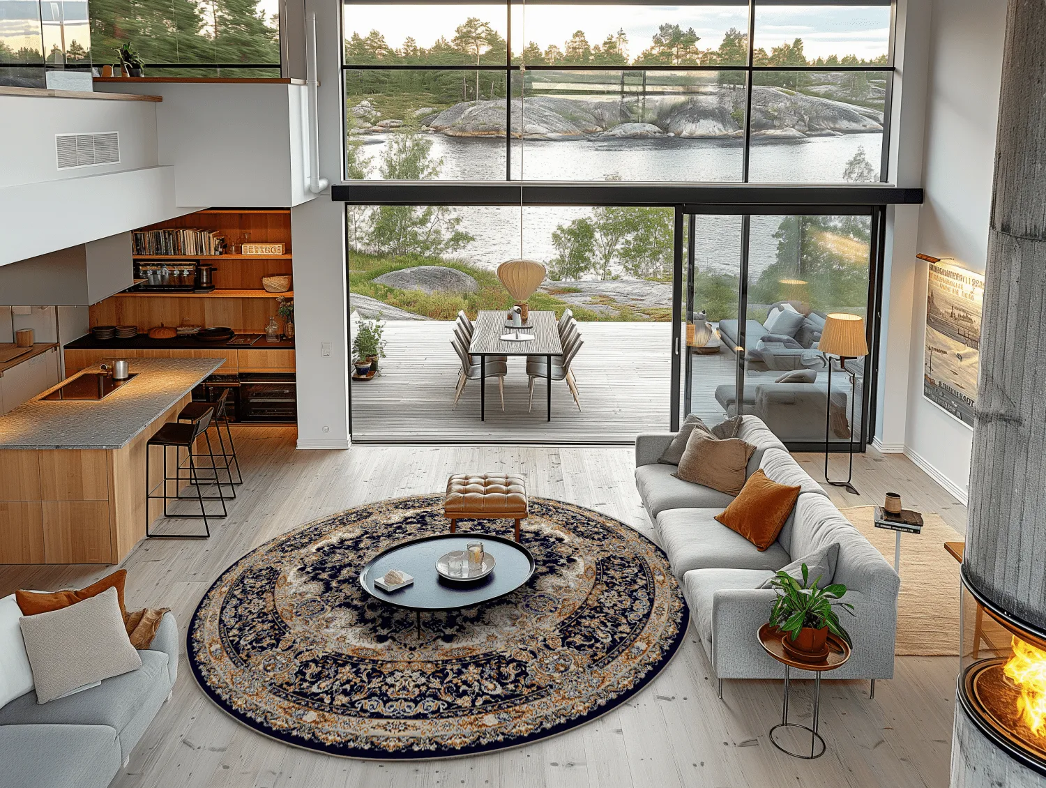 Tapete redondo - Vakifli (preto/multicolorido)