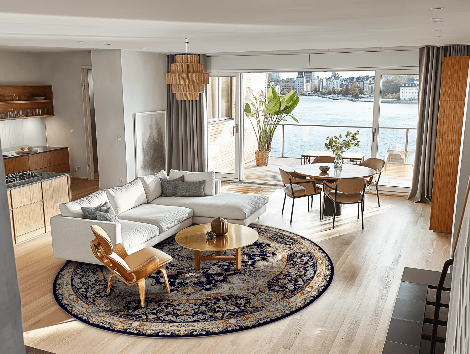 Tapete redondo - Vakifli (preto/multicolorido)