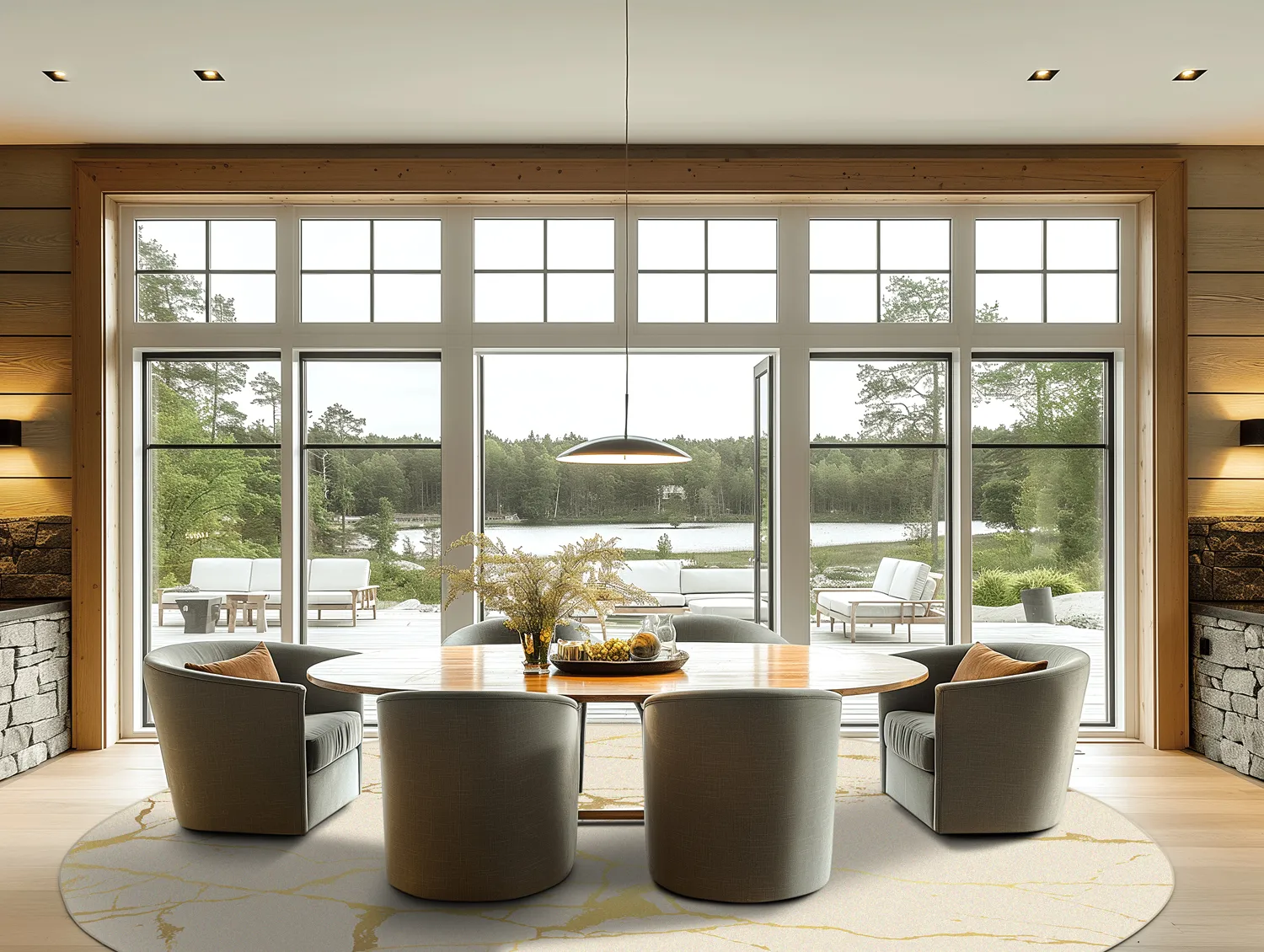 Tapete redondo - Vieste (bege/dourado)