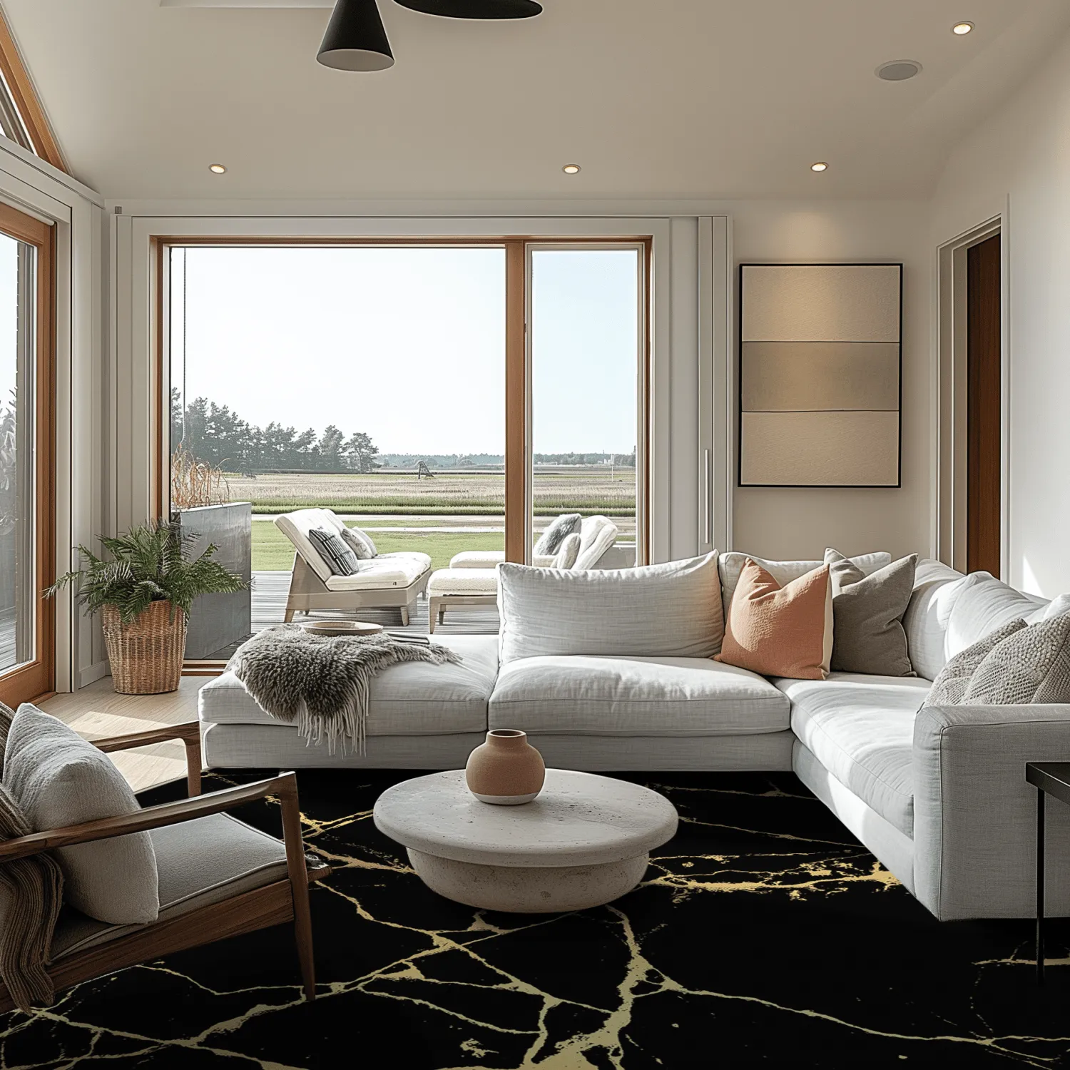 Tapete redondo - Vieste (preto/dourado)