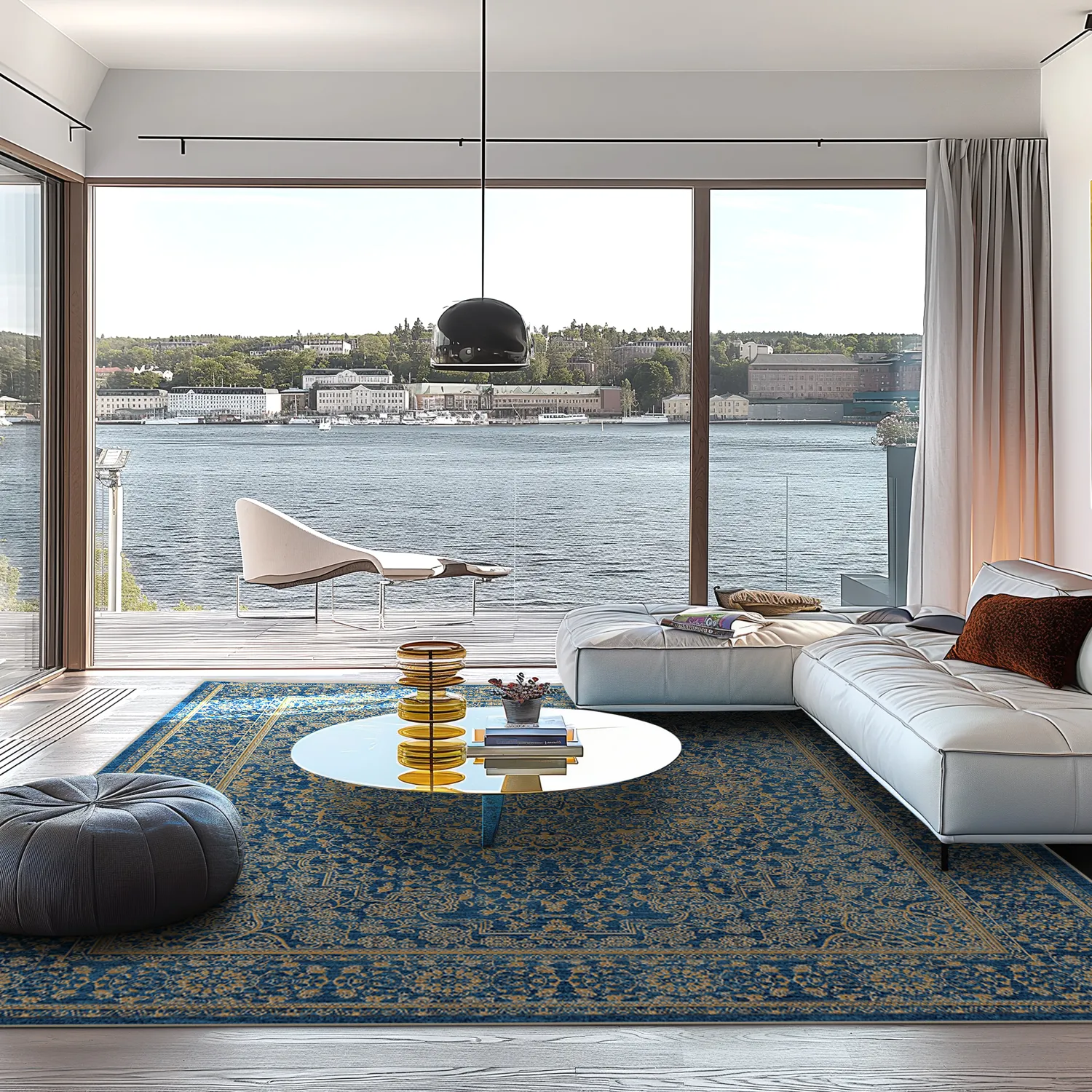 Tapete Wilton - Vinadio (azul/dourado)