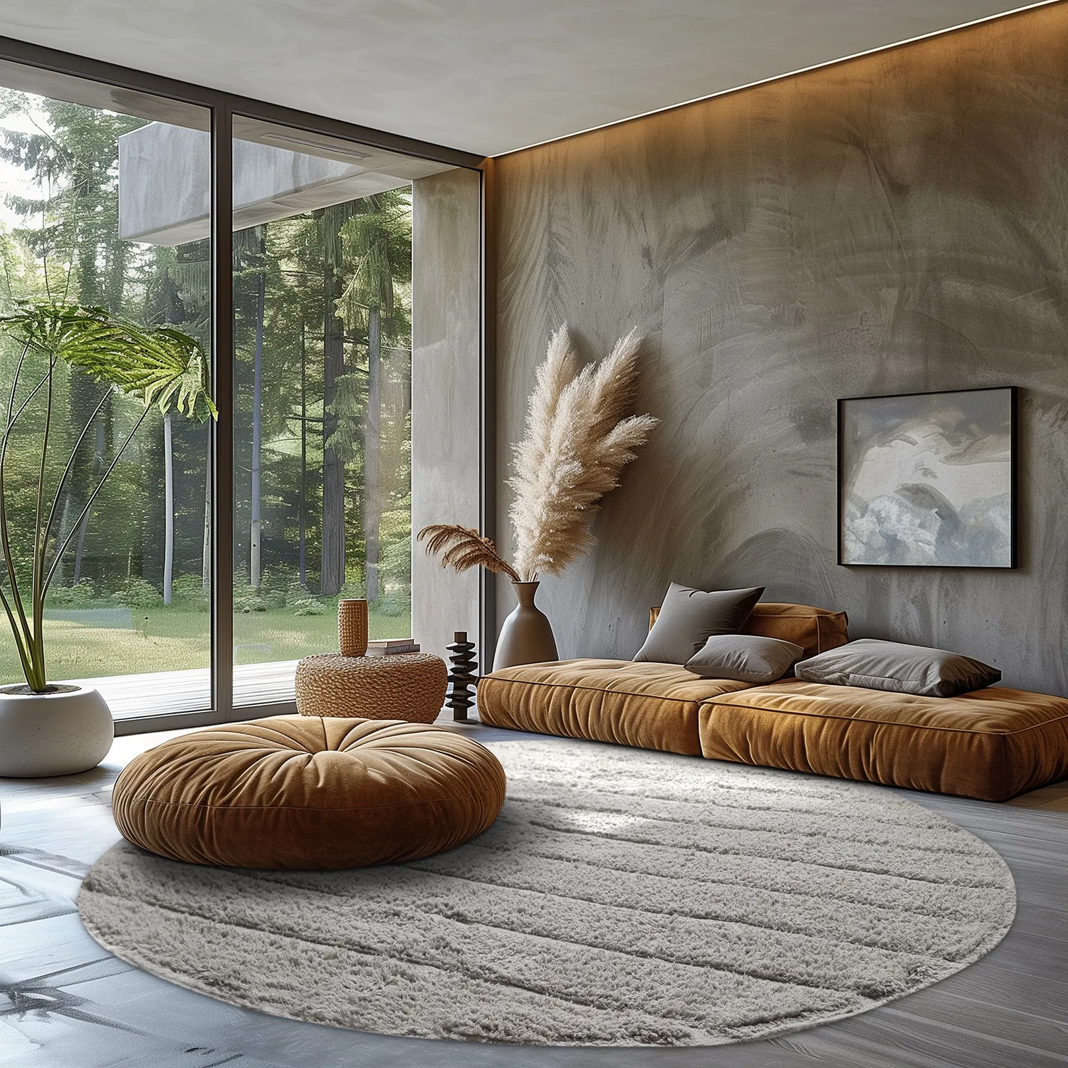 Tapete redondo - Willow Natural Cotton Shaggy (greige)